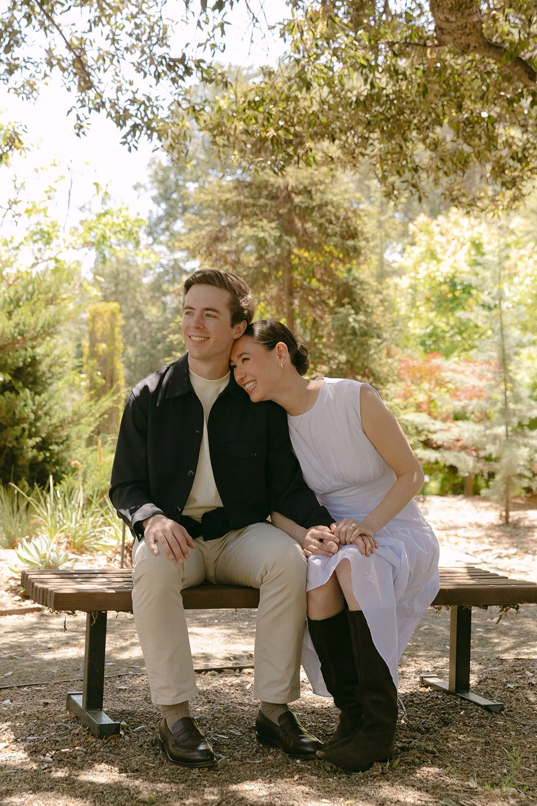 A couple posing for SLO engagement photos