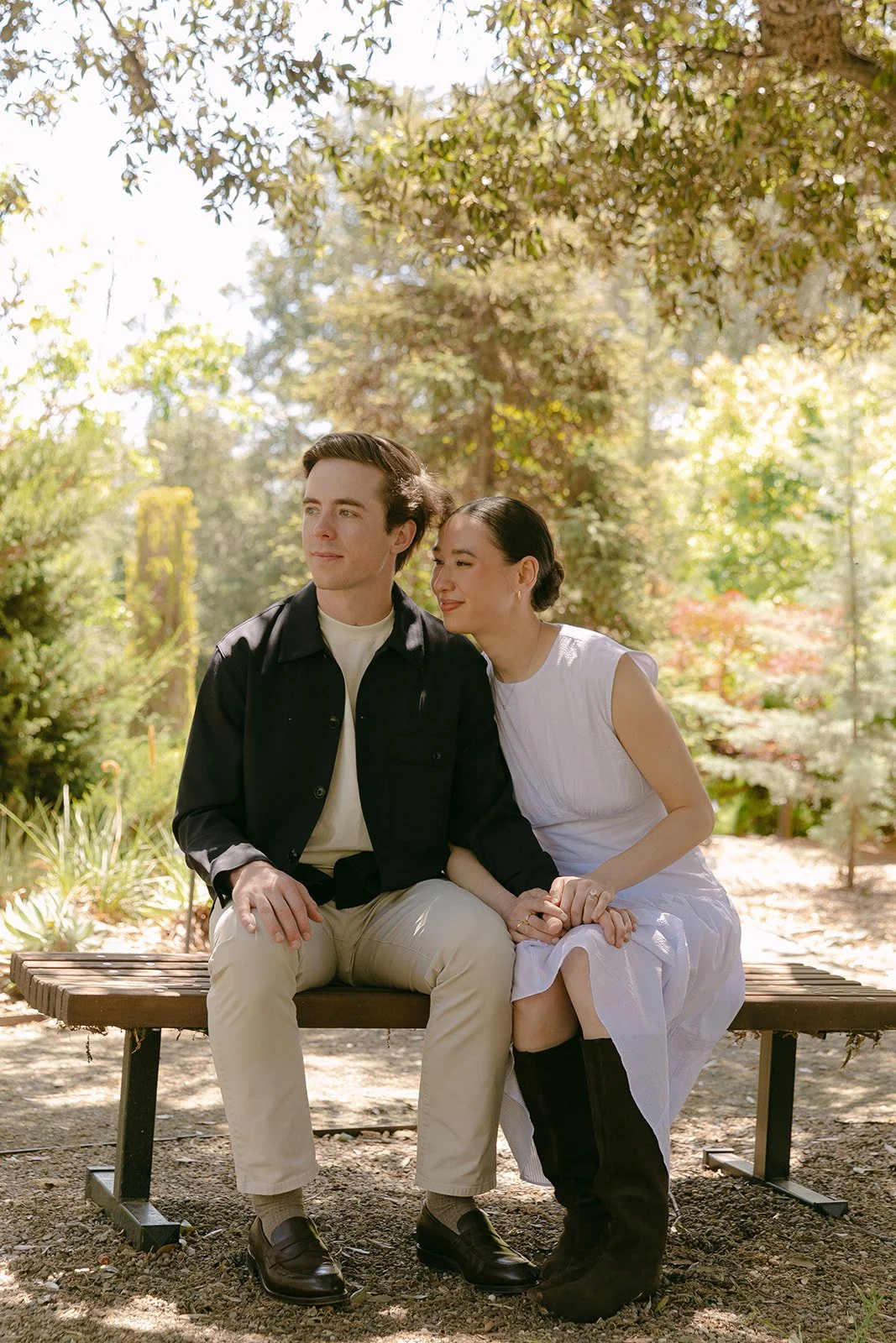 A couple posing for SLO engagement photos