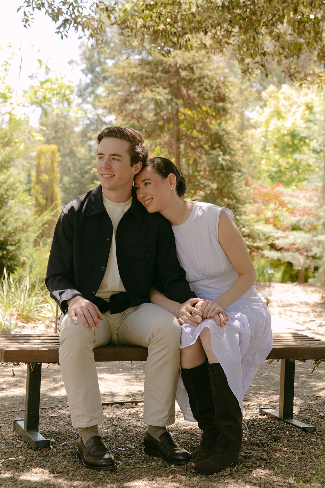 A couple posing for SLO engagement photos