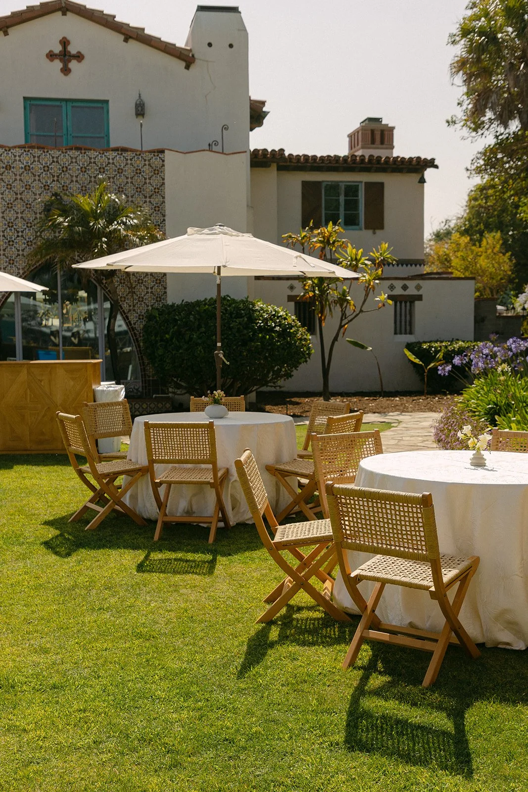 A wedding reception at Adamson House malibu wedding venue