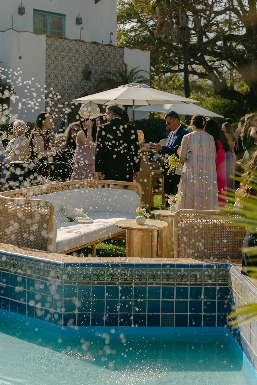 A wedding reception at Adamson House malibu wedding venue