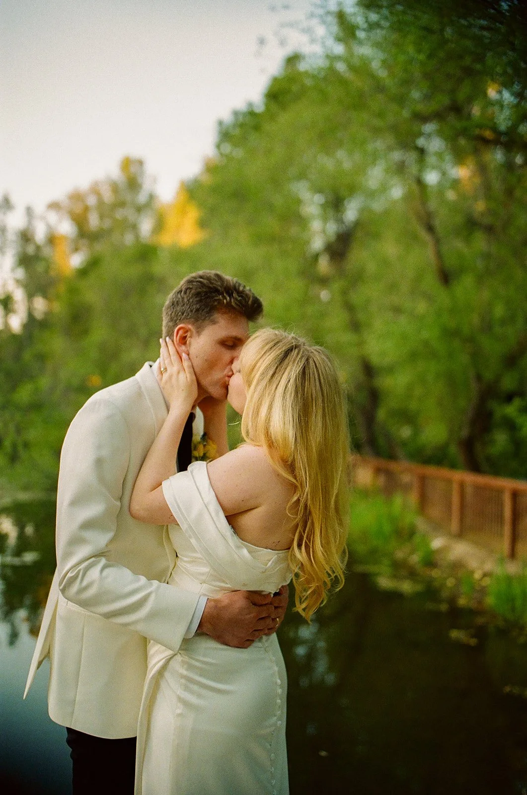 A bride and groom taking portraits at Calamigos RAnch