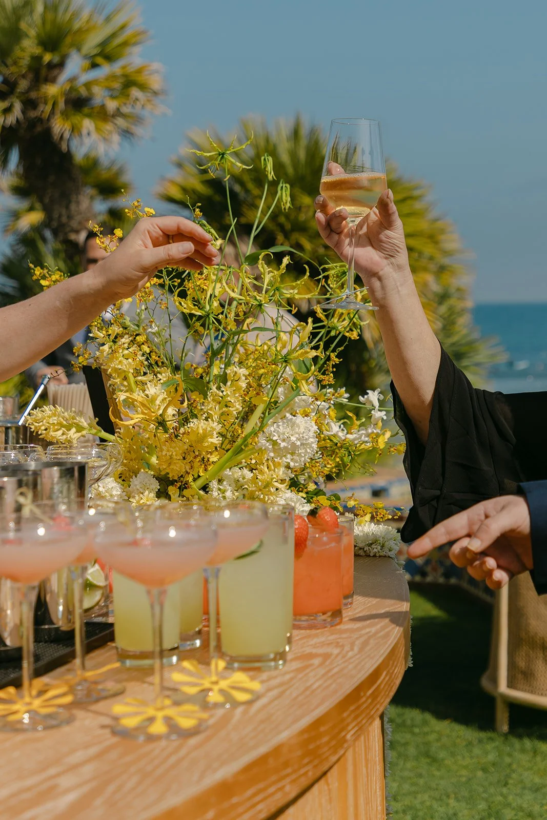 A bar during cocktail hour at Adamson House