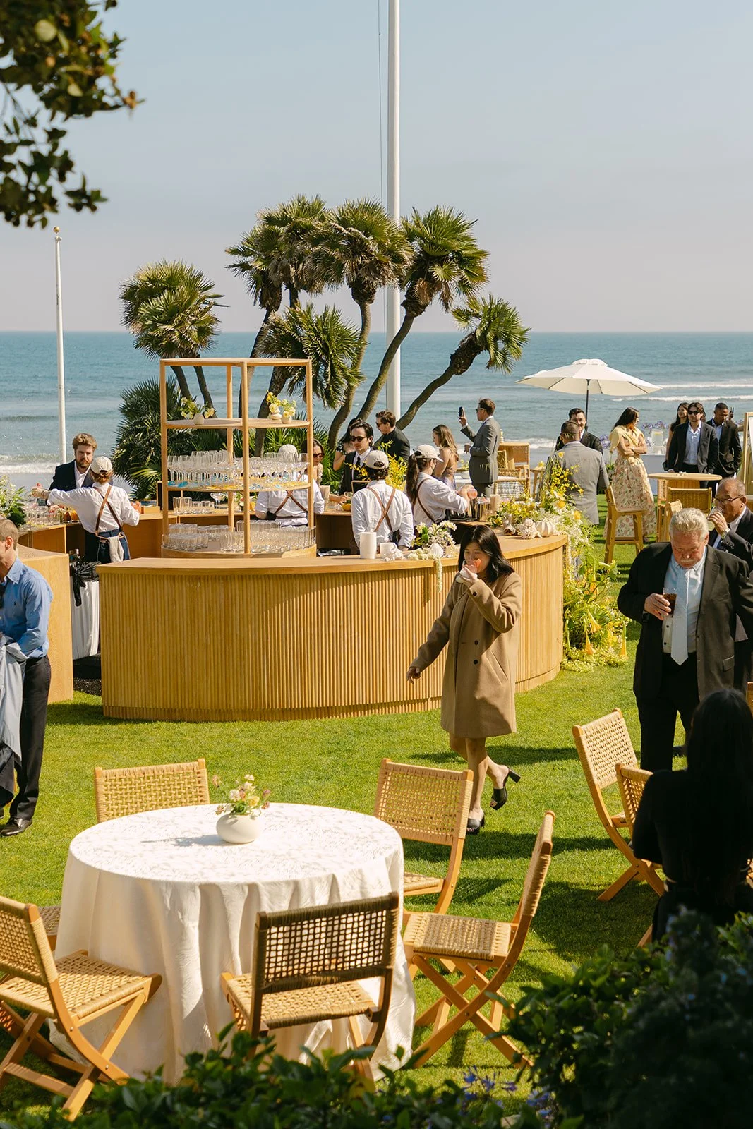 Wedding guests at an Adamson House cocktail hour