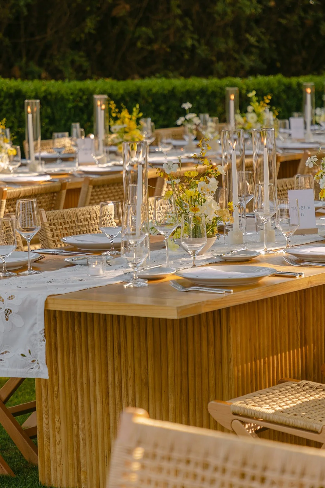 A wedding reception setup at Adamson House