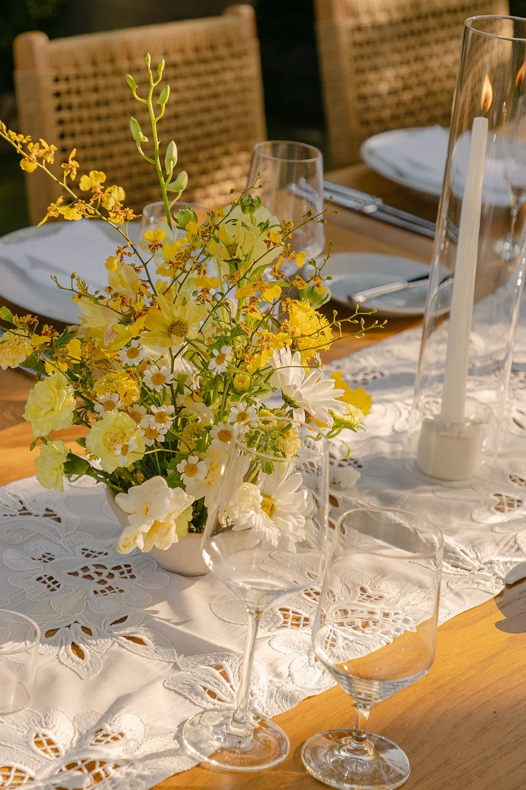 A wedding reception setup at Adamson House
