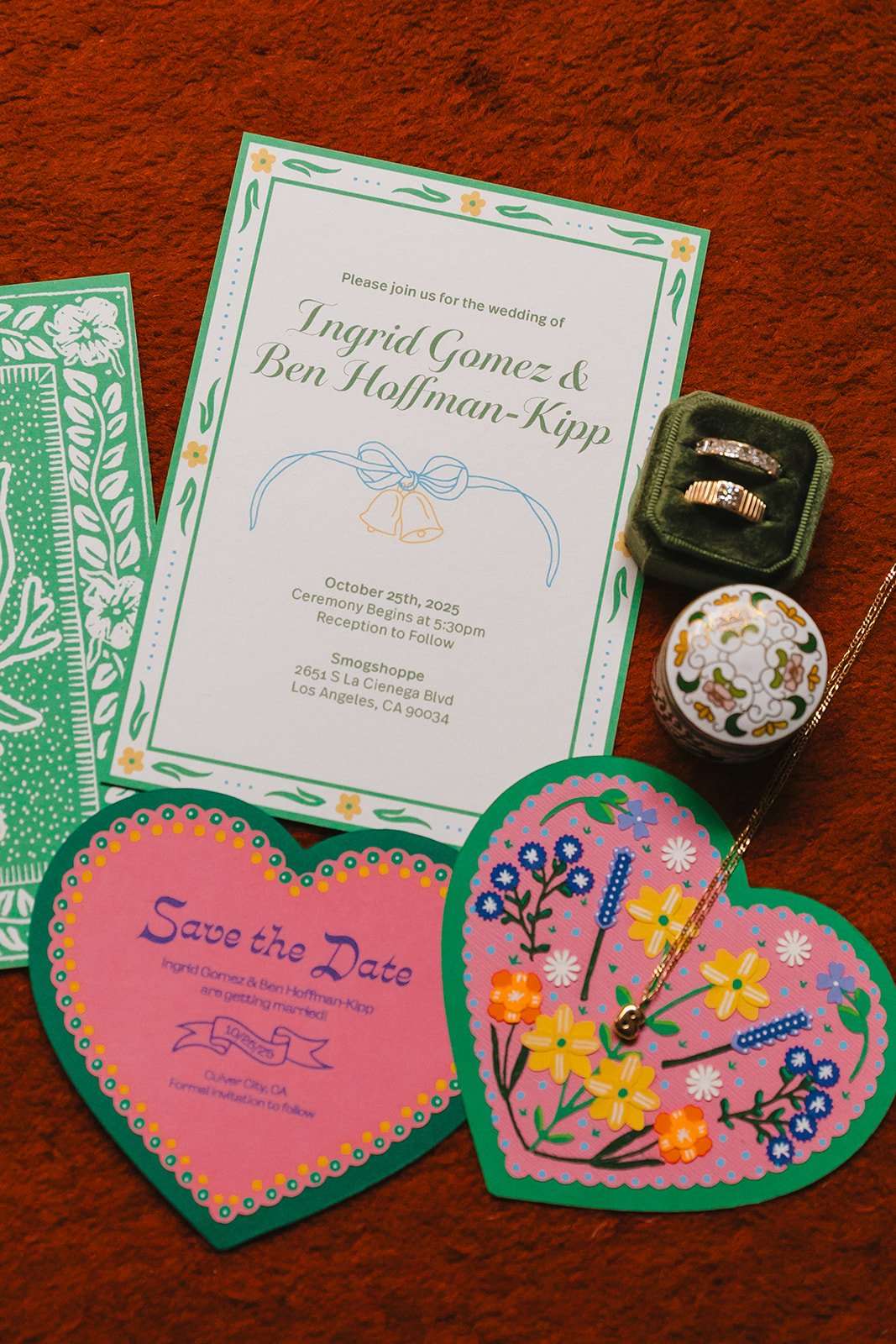 Wedding invitations from a colorful wedding in Los Angeles
