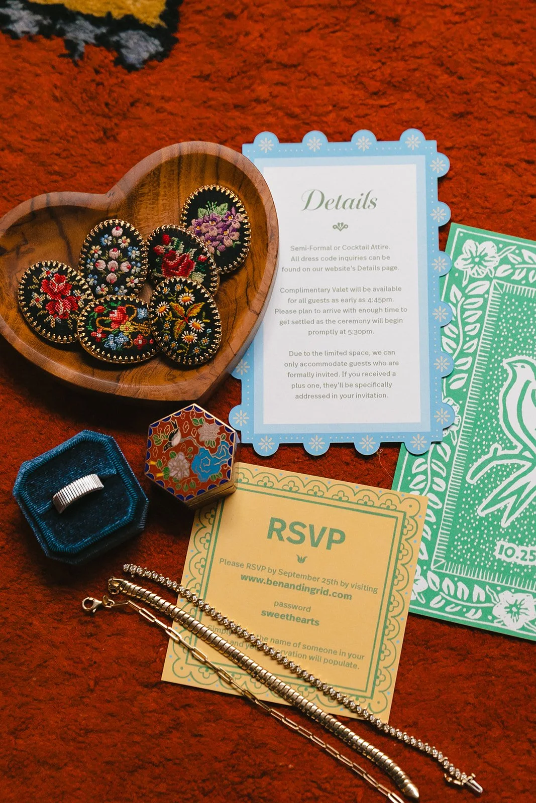 Wedding invitations from a colorful wedding in Los Angeles