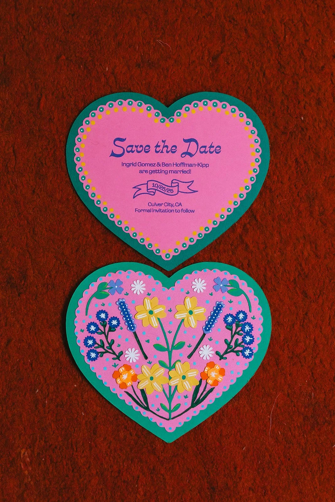 Wedding invitations from a colorful wedding in Los Angeles