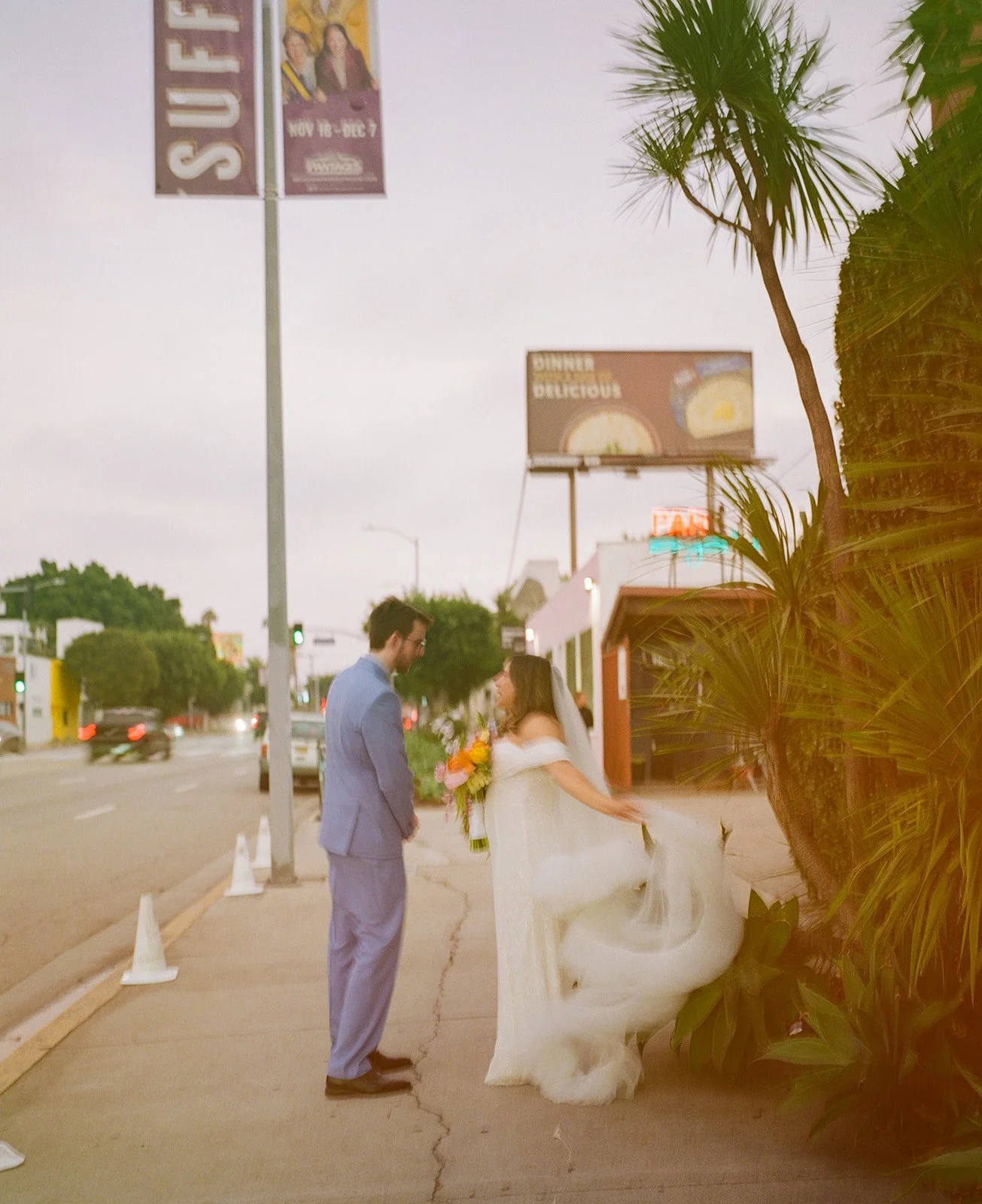 A bride and groom in Los Angeles
