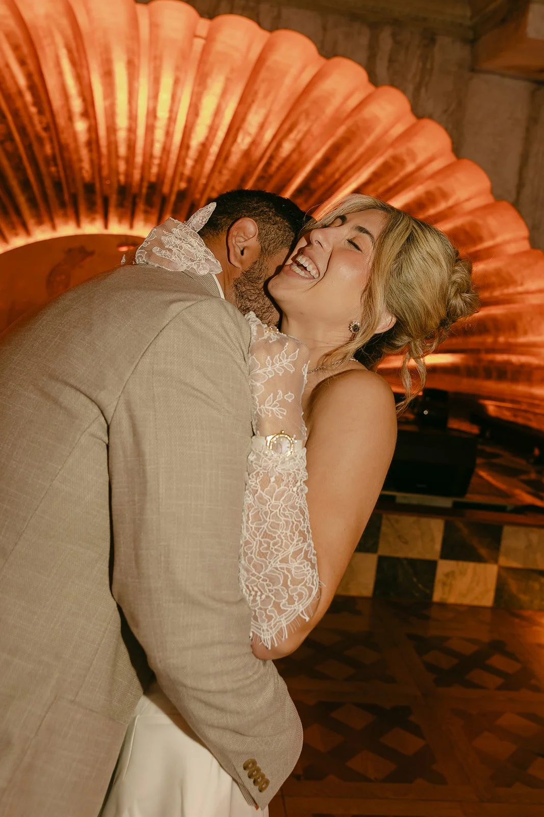 A couple dancing during Lafayette Hotel engagement photos