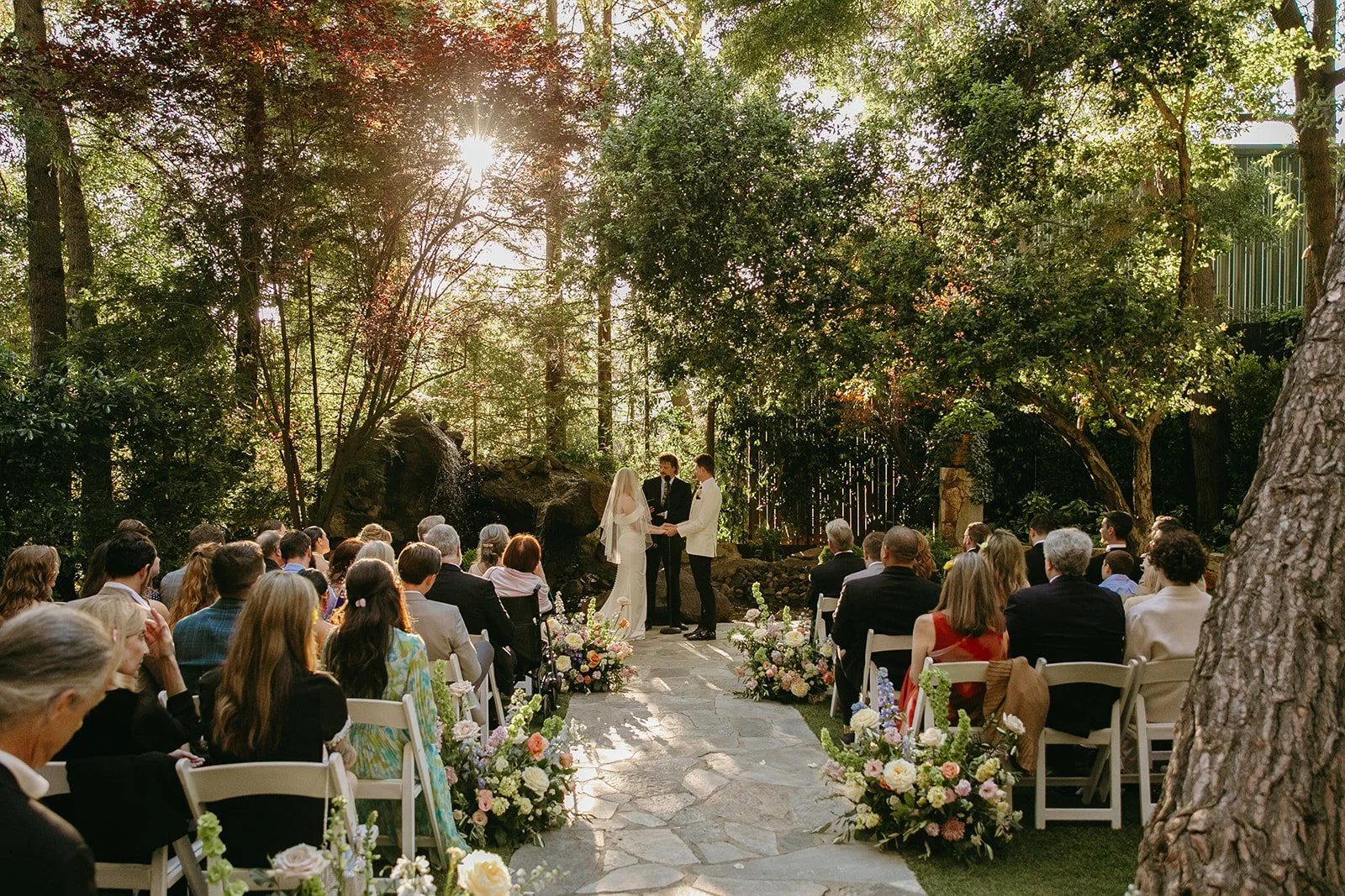 A wedding ceremony at Calamigos Ranch
