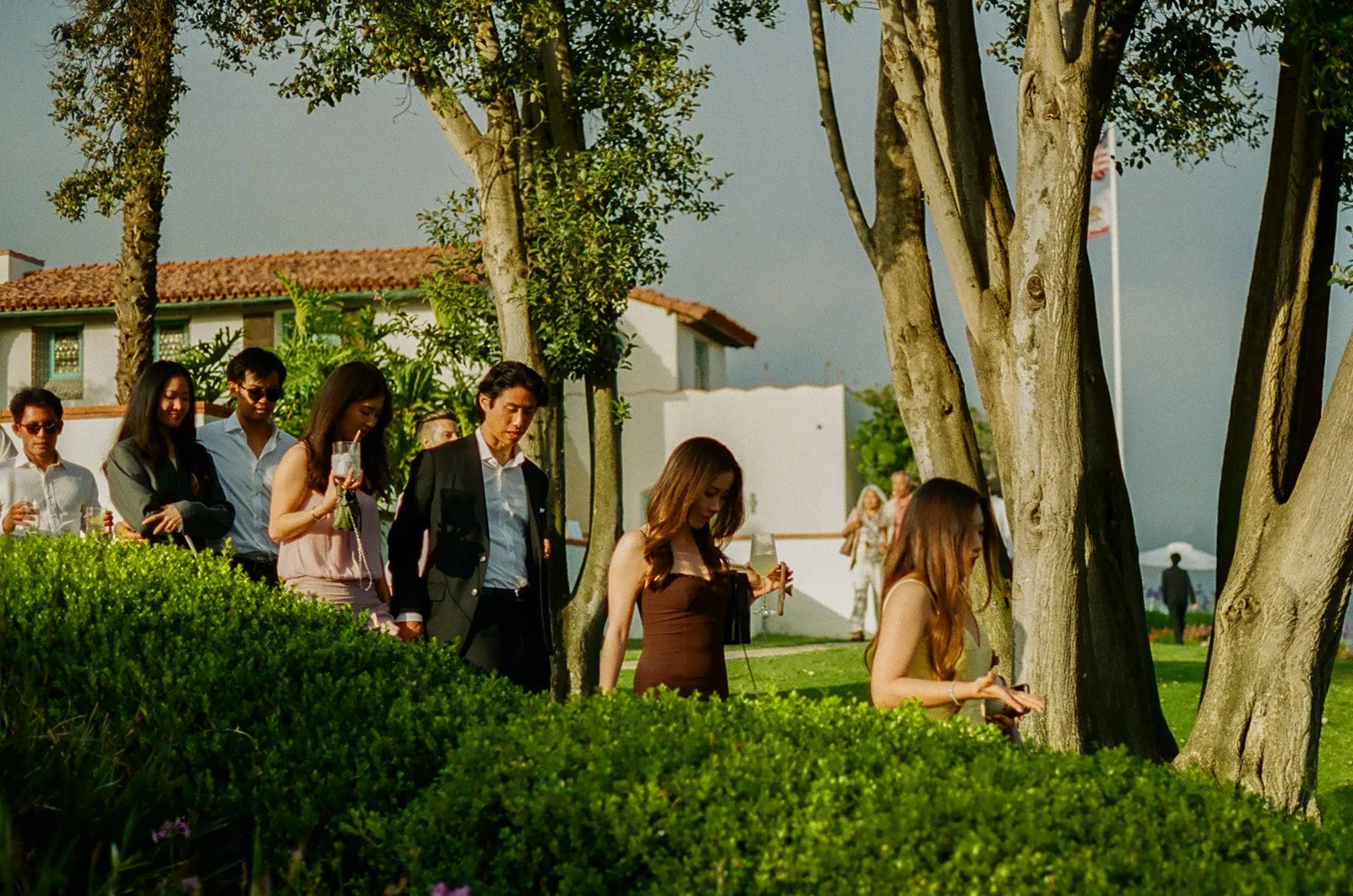 Wedding guests at the Adamson House