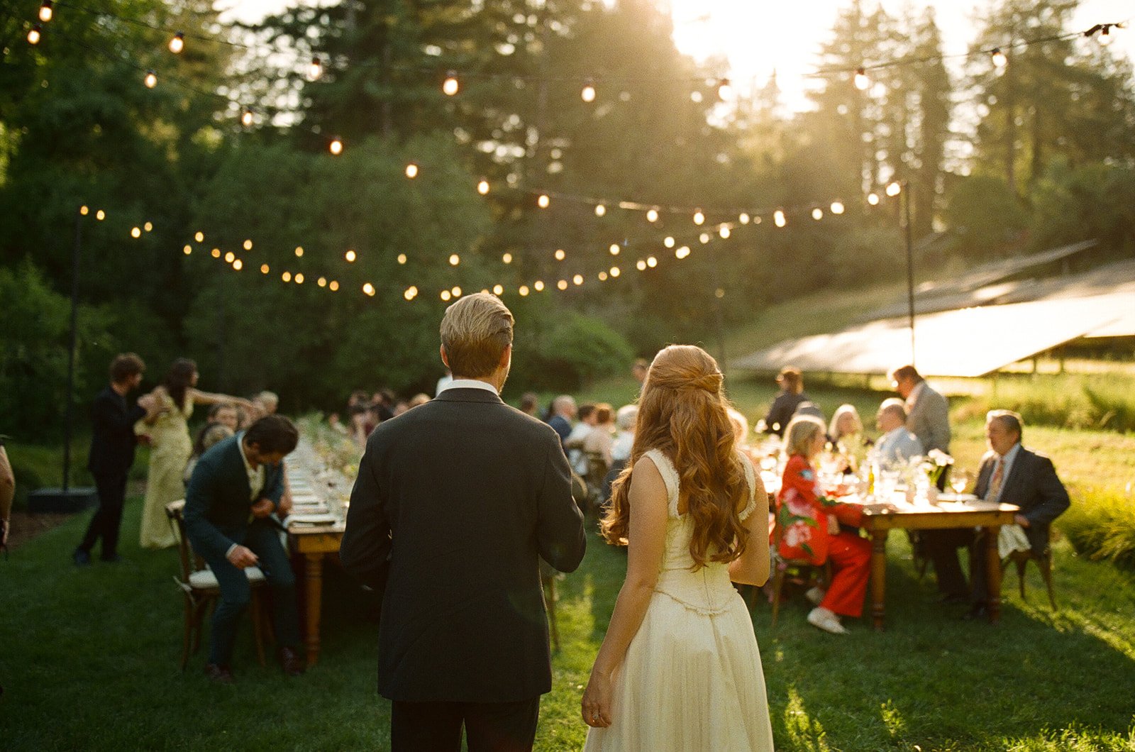 A bride and groom at their wedding reception
