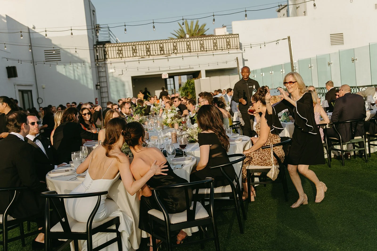 An outdoor wedding reception at a West Hollywood wedding venue