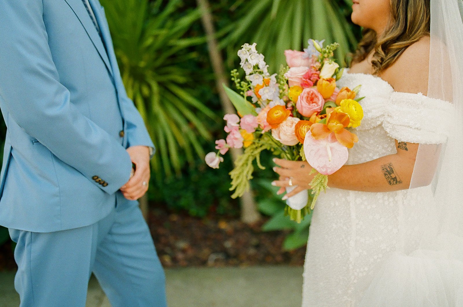 A bride and groom on film