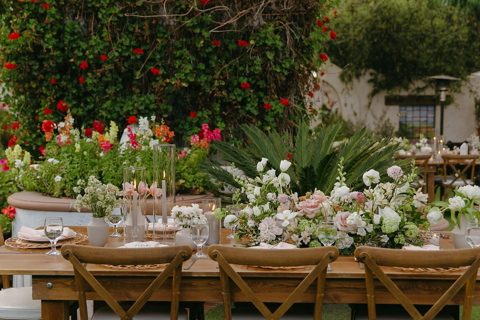 A wedding table setup for a summer wedding at Tivoli