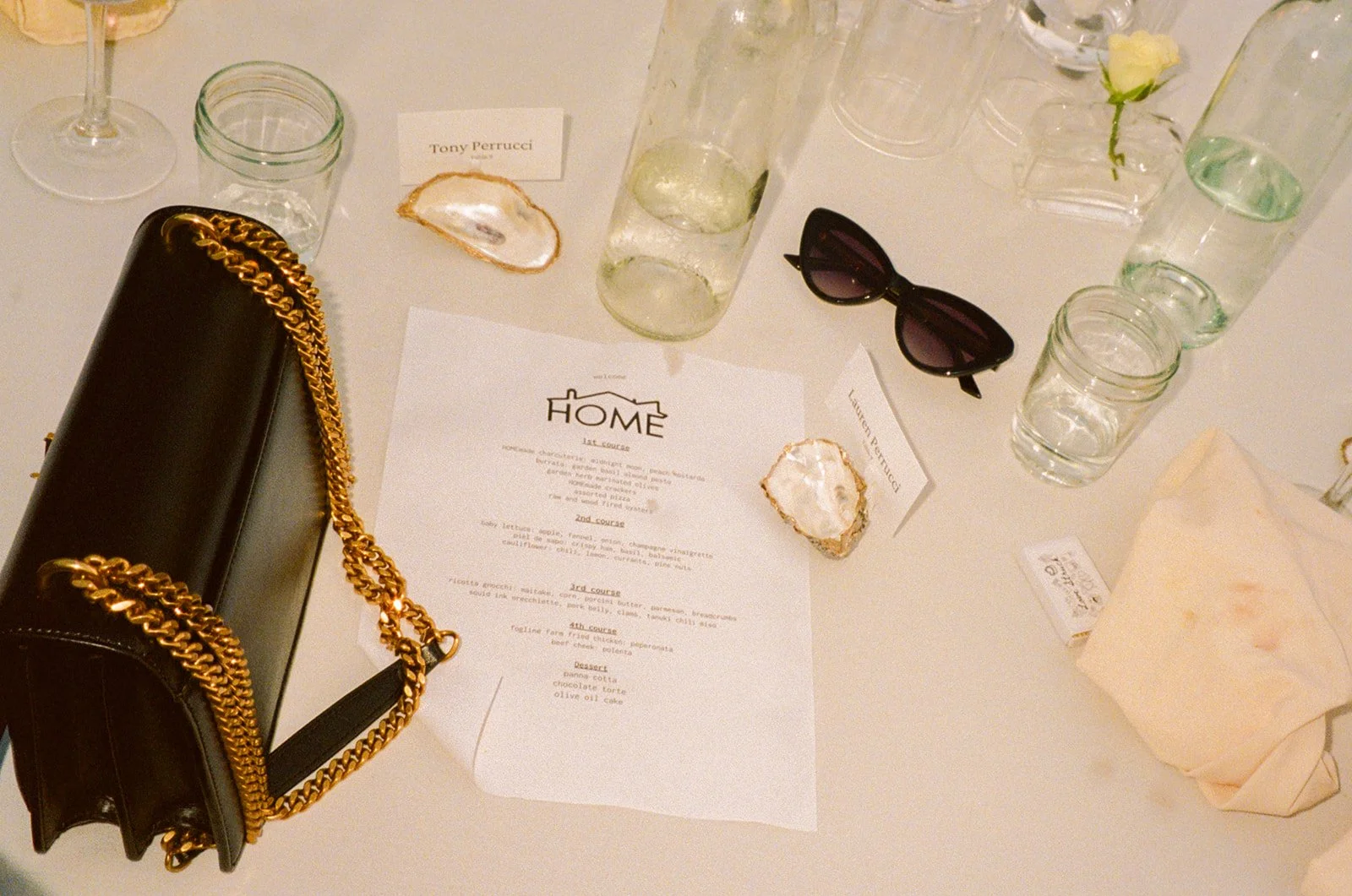 A wedding reception flat lay