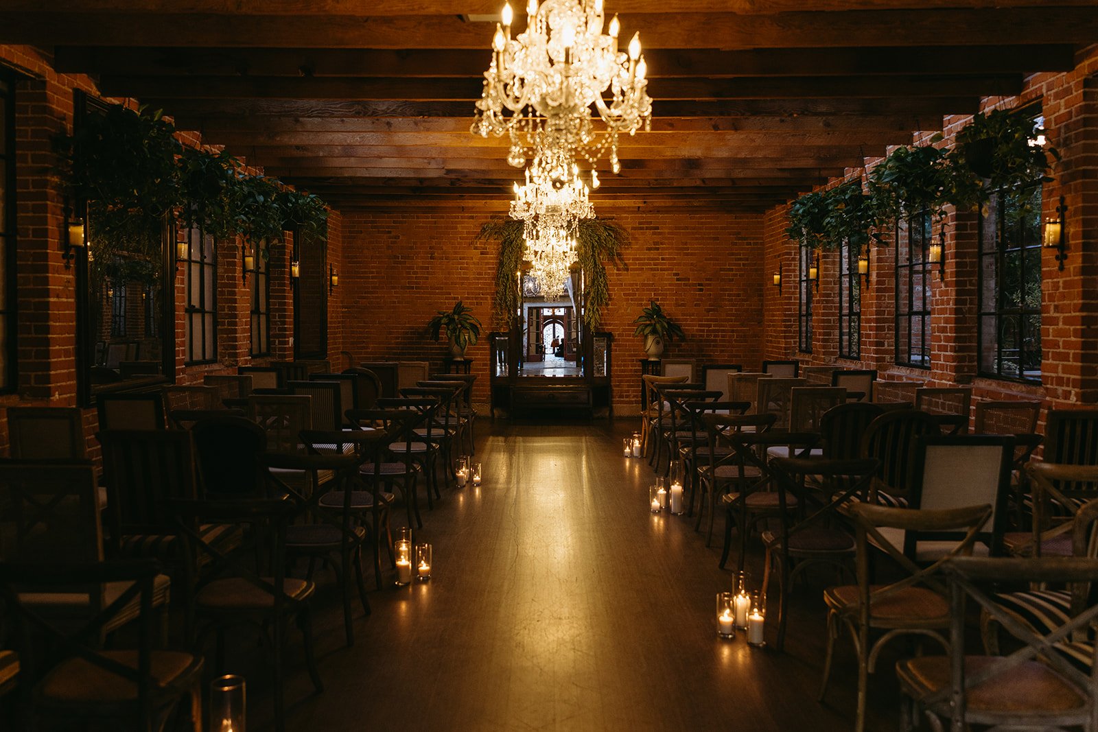 Ceremony setup at estate wedding venue, Carondelet House