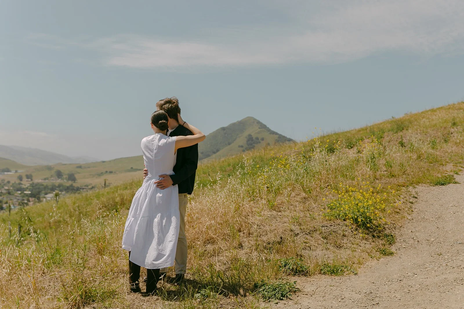 A couple on Terrace Hill for San Luis Obispo engagement photos