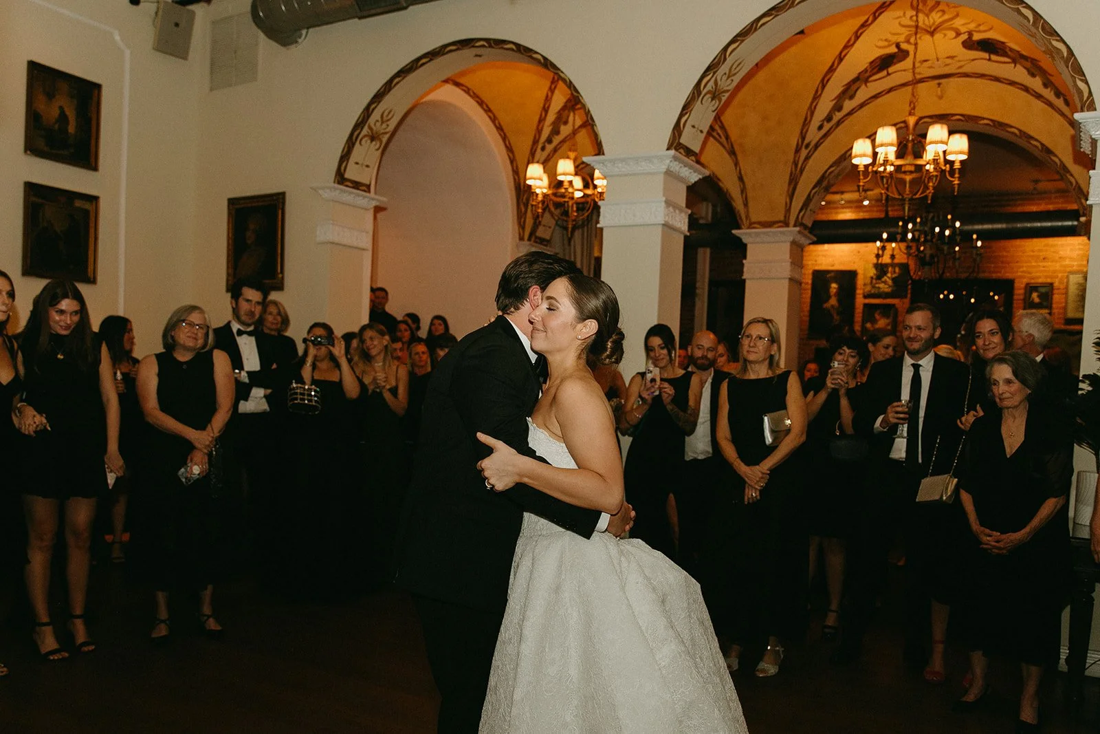 The bride and groom having their first dance at their DTLA wedding venue