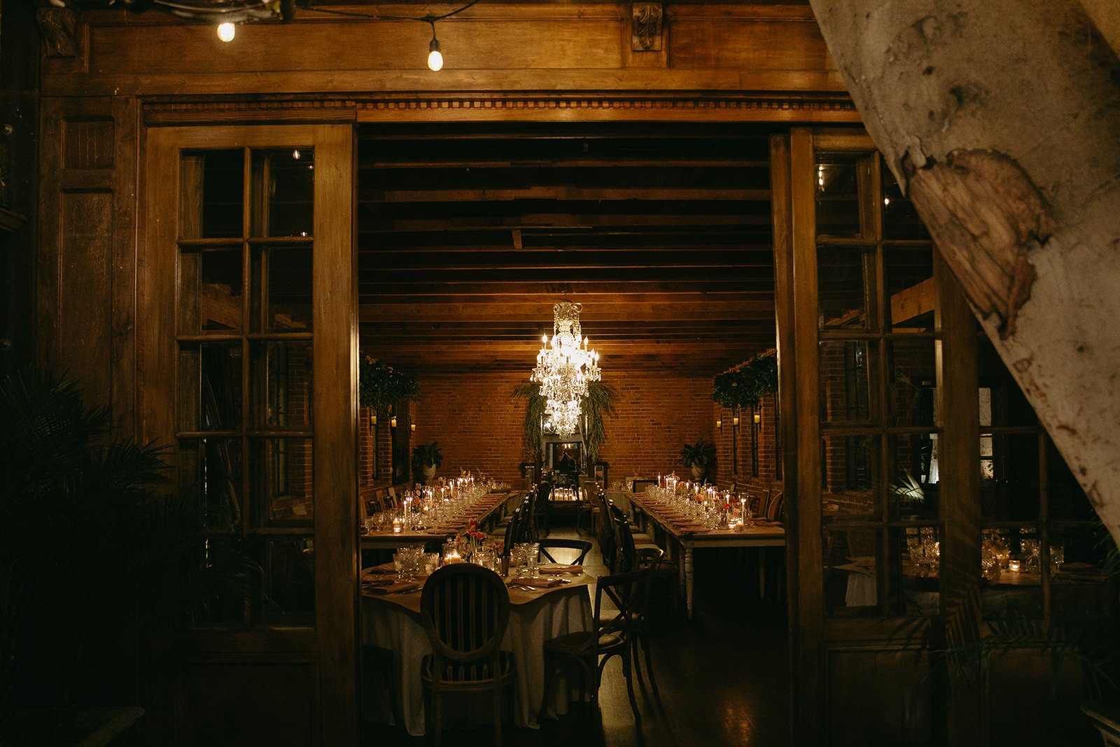 A wedding reception setup at the Carondelet House