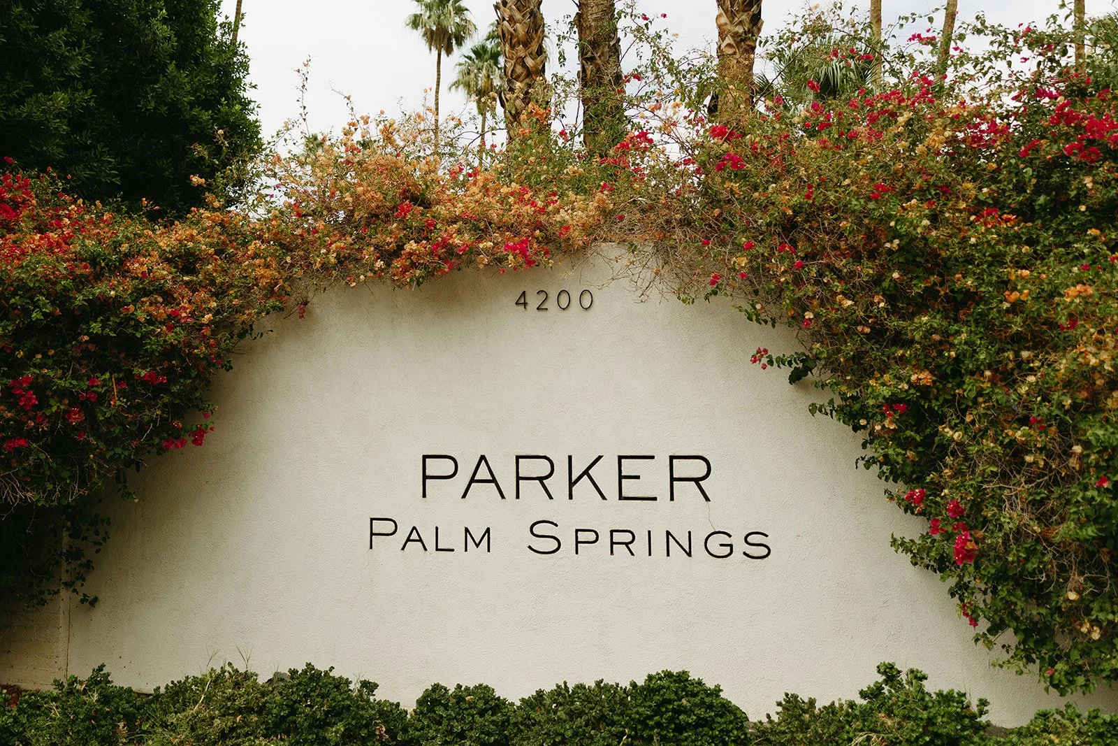 A sign from a Palm Springs wedding venue, the Parker Palm Springs