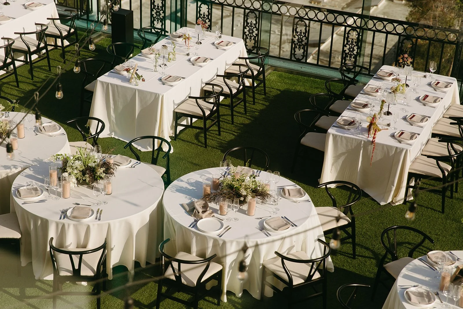 A wedding reception setup at the London, a wedding location in Southern California