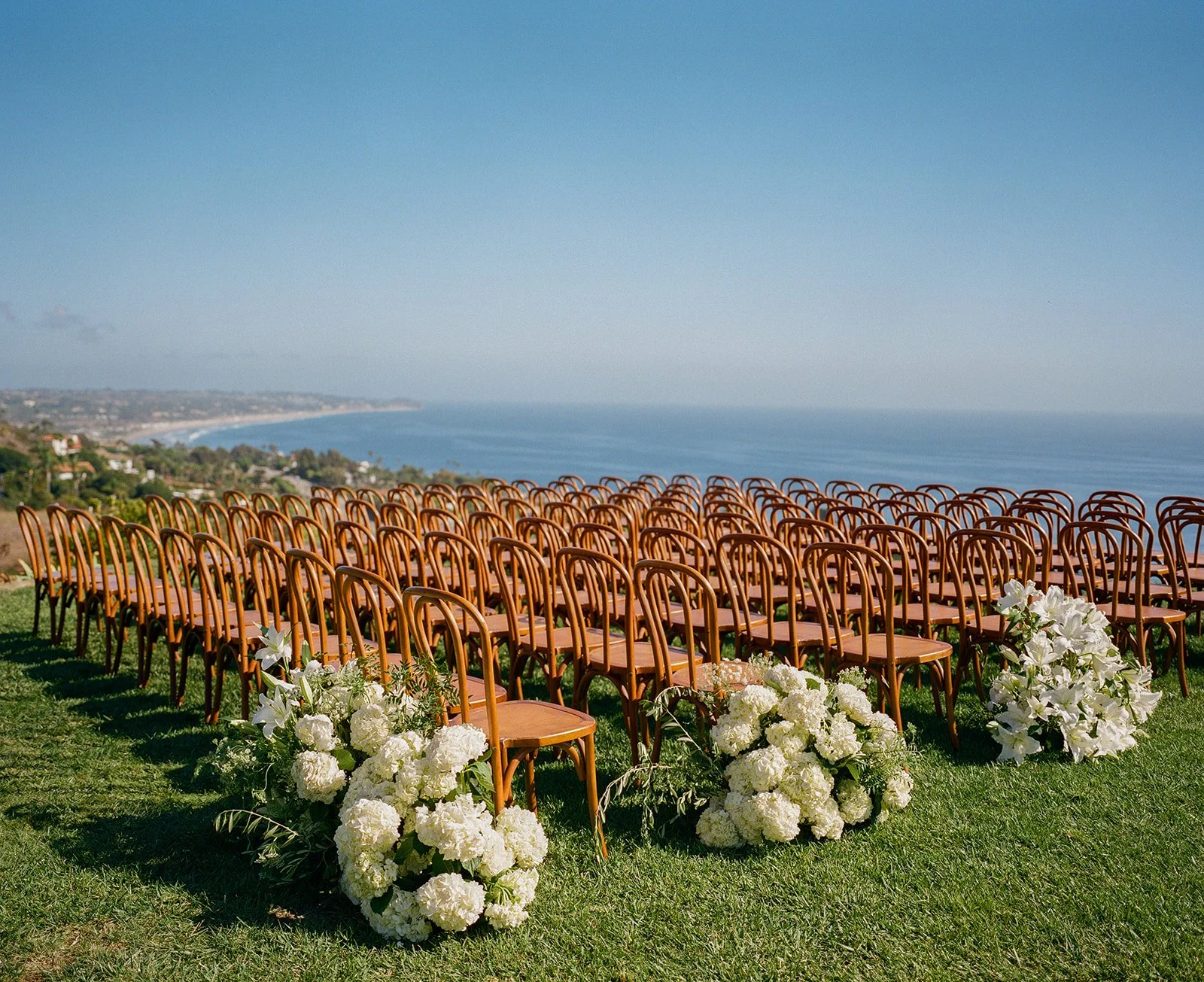 A ceremony setup at malibu sea view estate