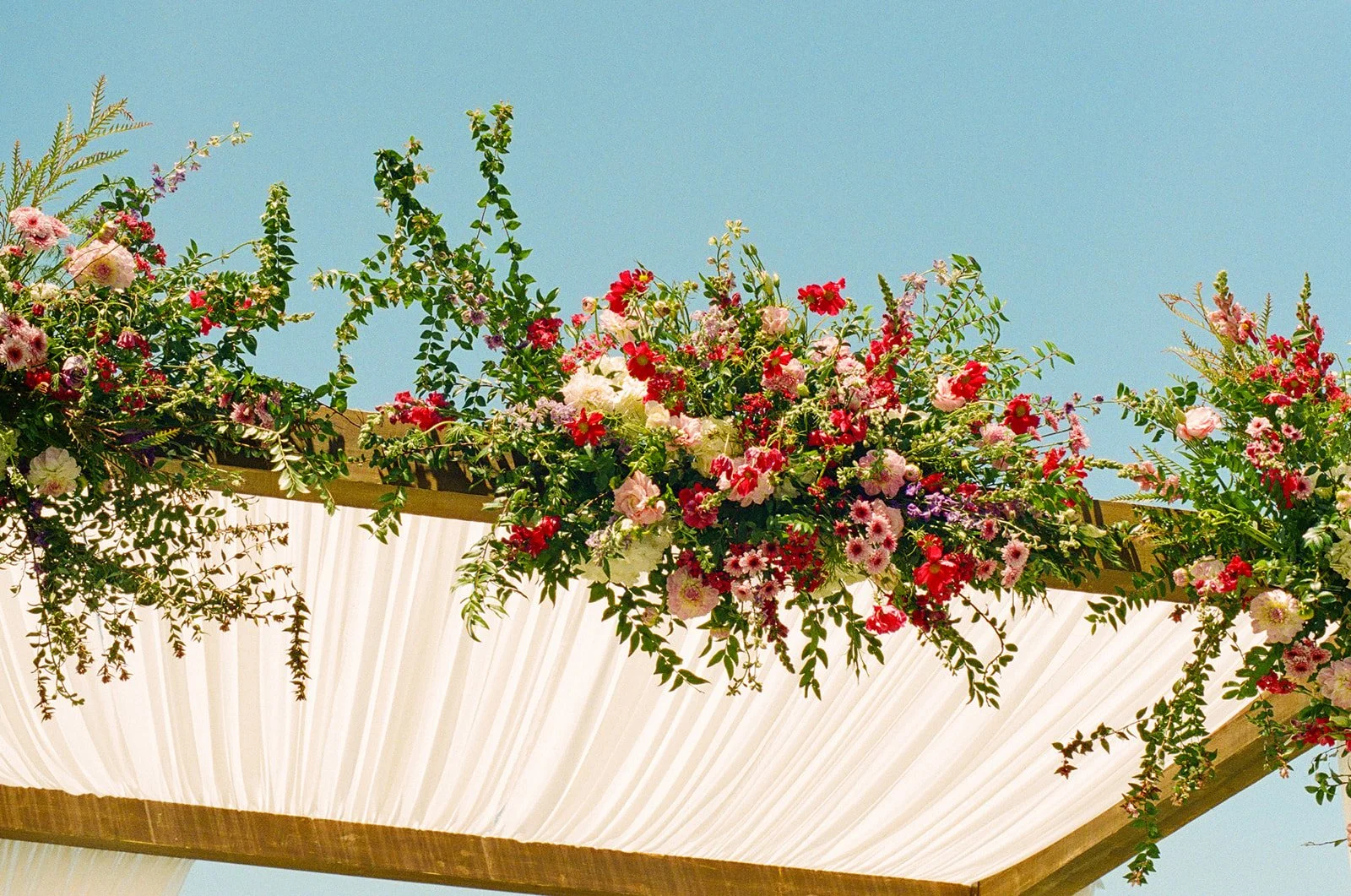 A film wedding photo of wedding decor from an Indian wedding