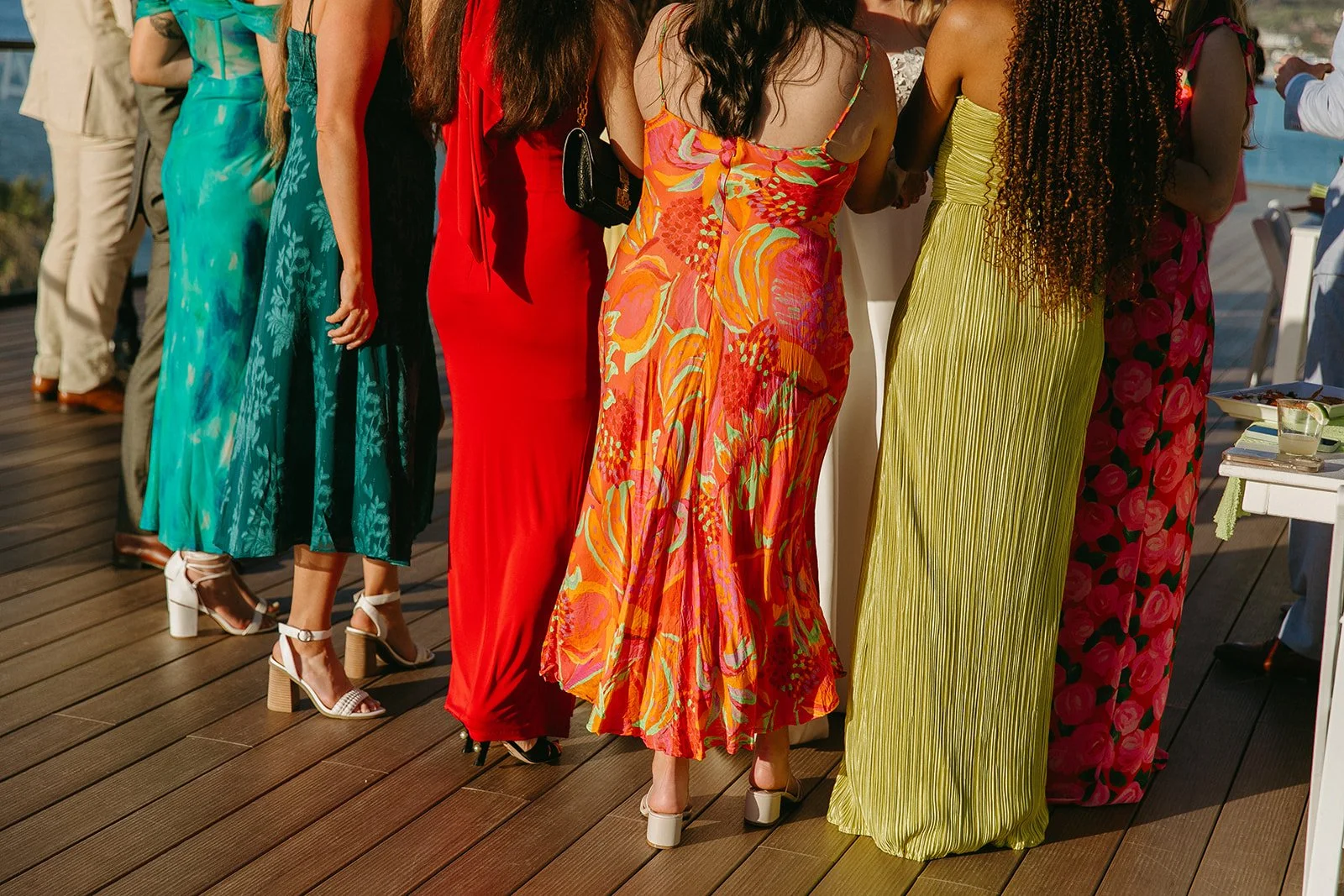 Wedding guests in colorful wedding attire