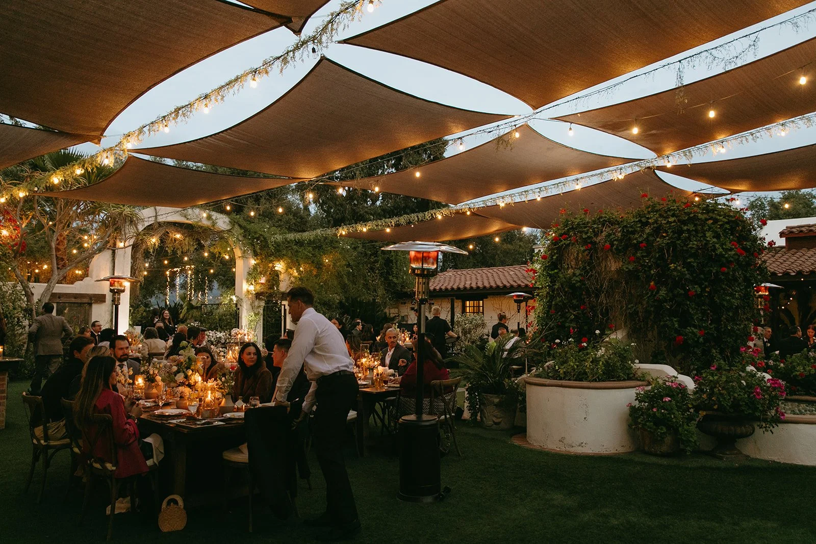 A wedding reception outside at Tivoli