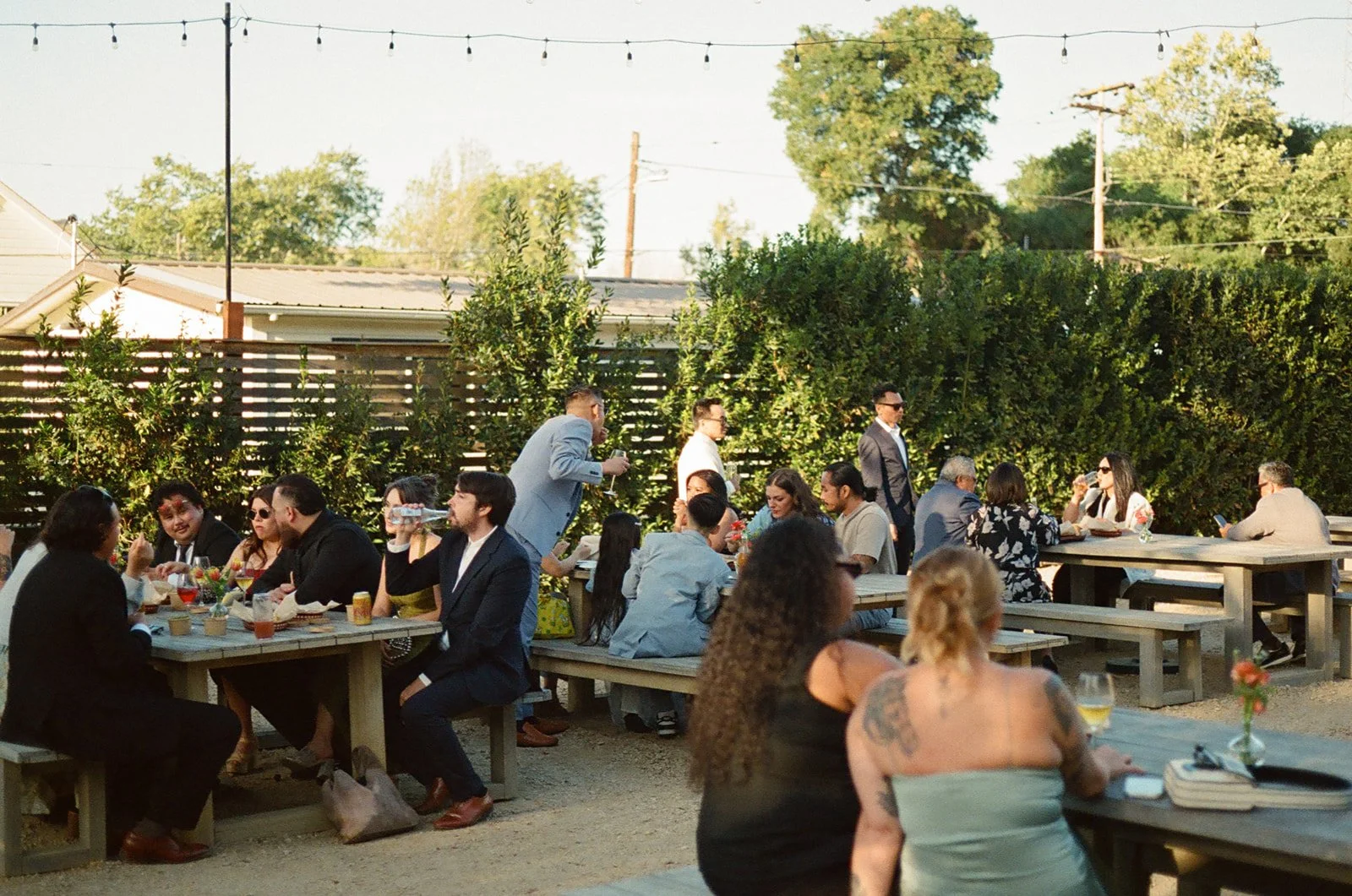 Wedding guests at a dinner party wedding