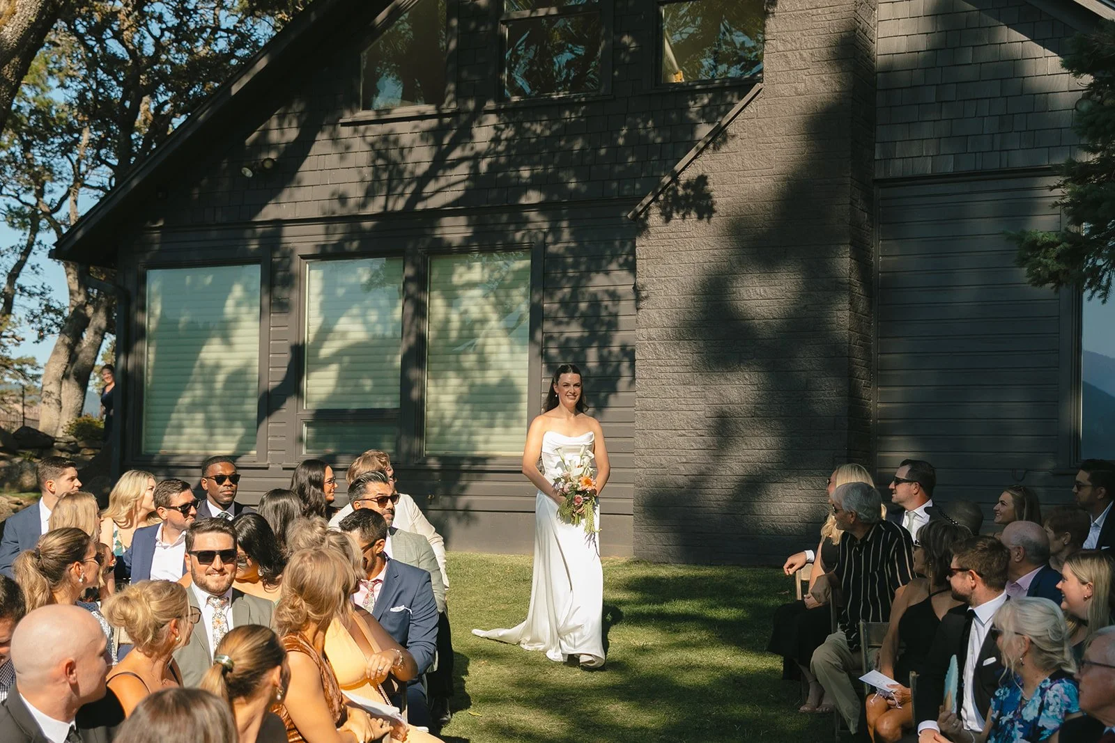 A bride walking down the aisle