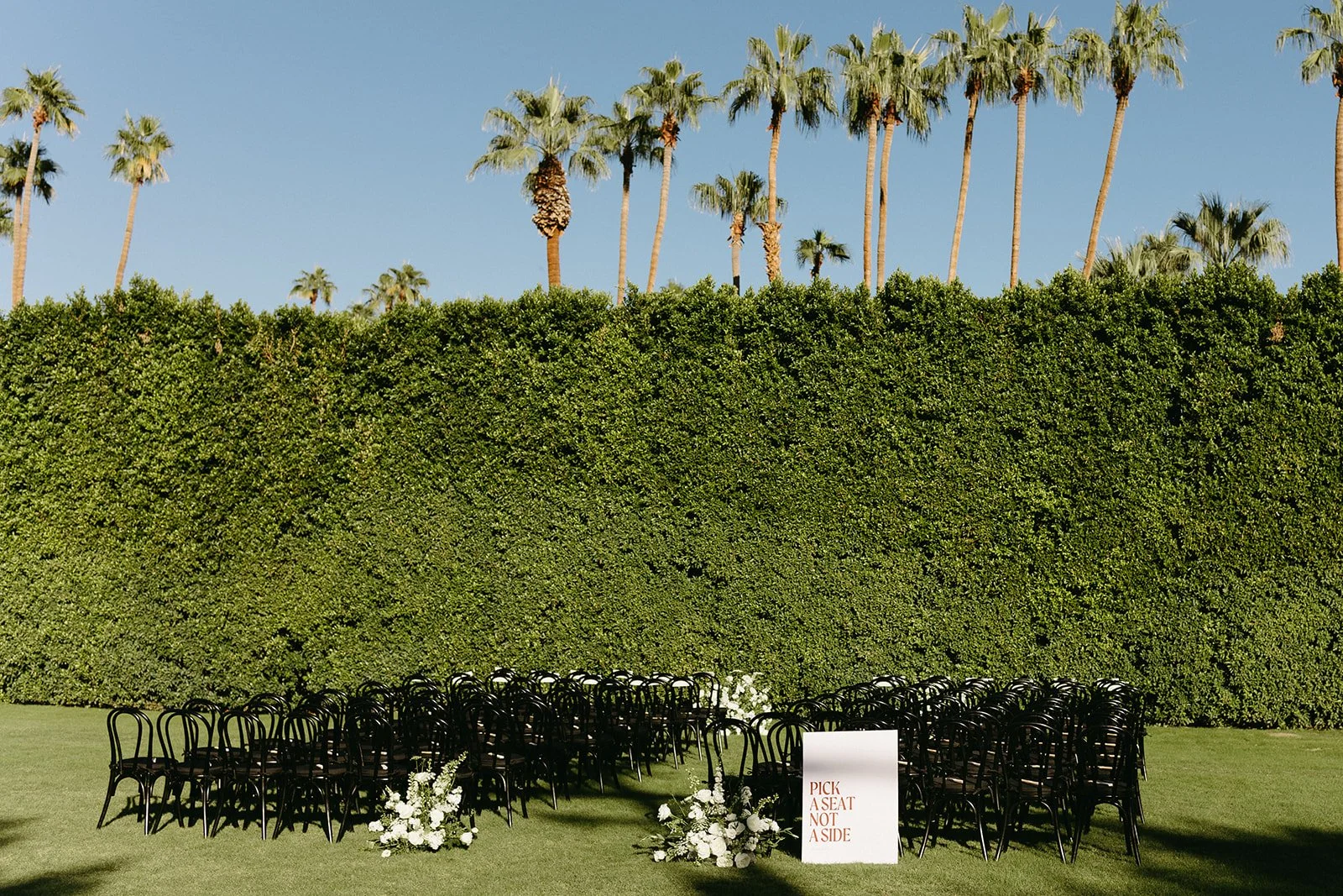 A wedding ceremony setup at Villa Royale