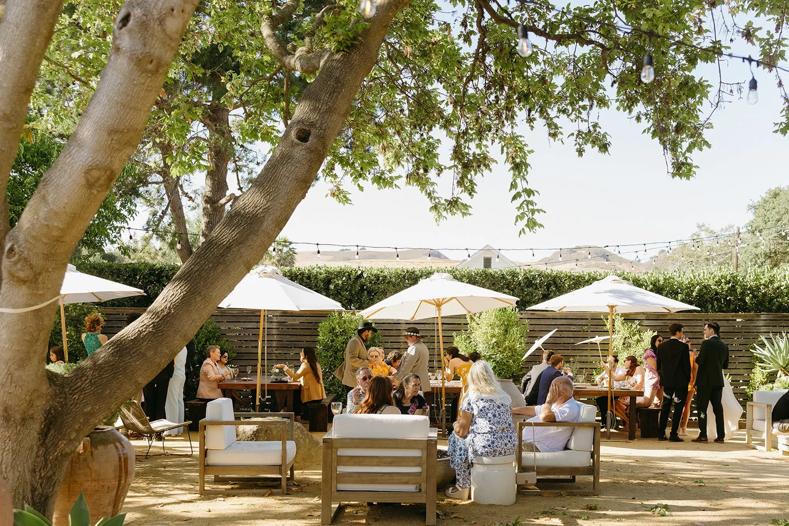 An outdoor wedding reception with small wedding ideas