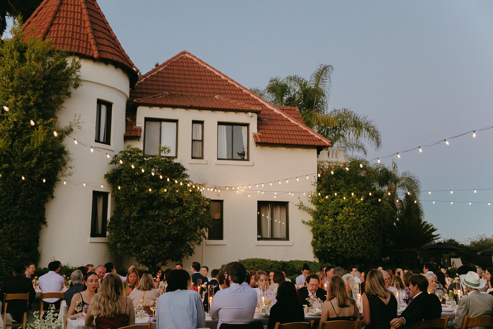 An outdoor wedding reception at an estate wedding venue