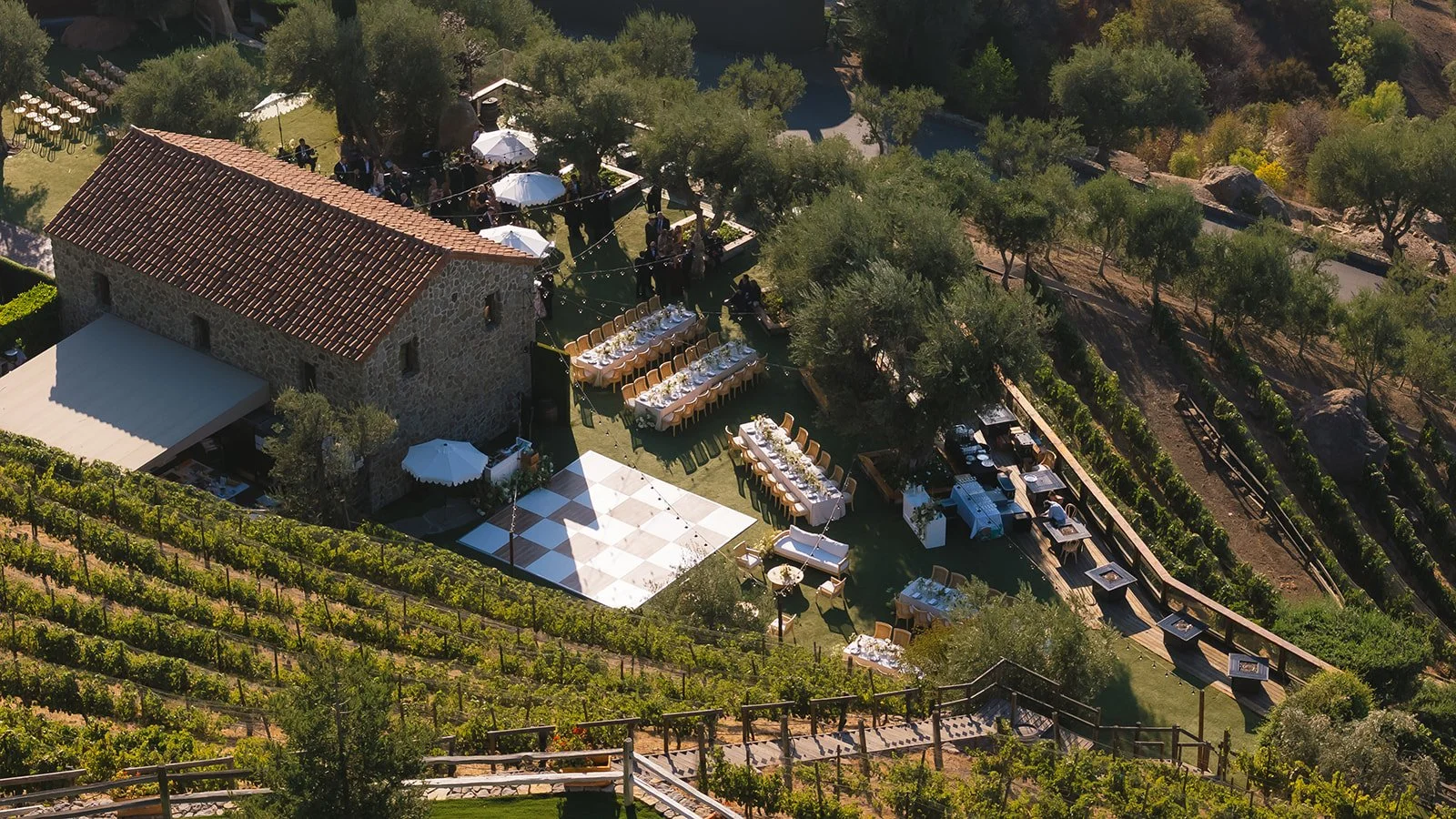 An aerial view of Malibu wedding venue Cielo Farms