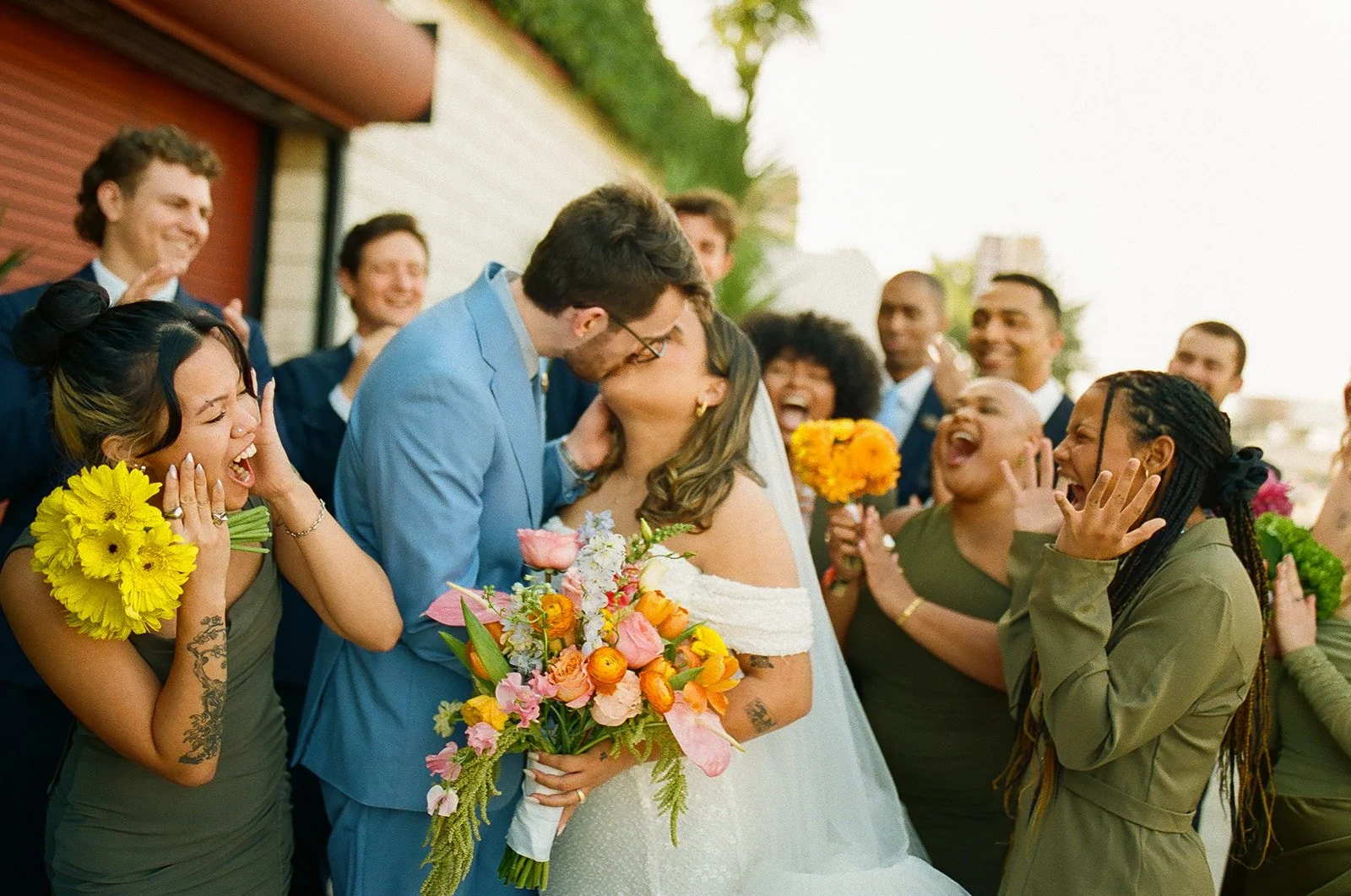 Candid wedding party photos