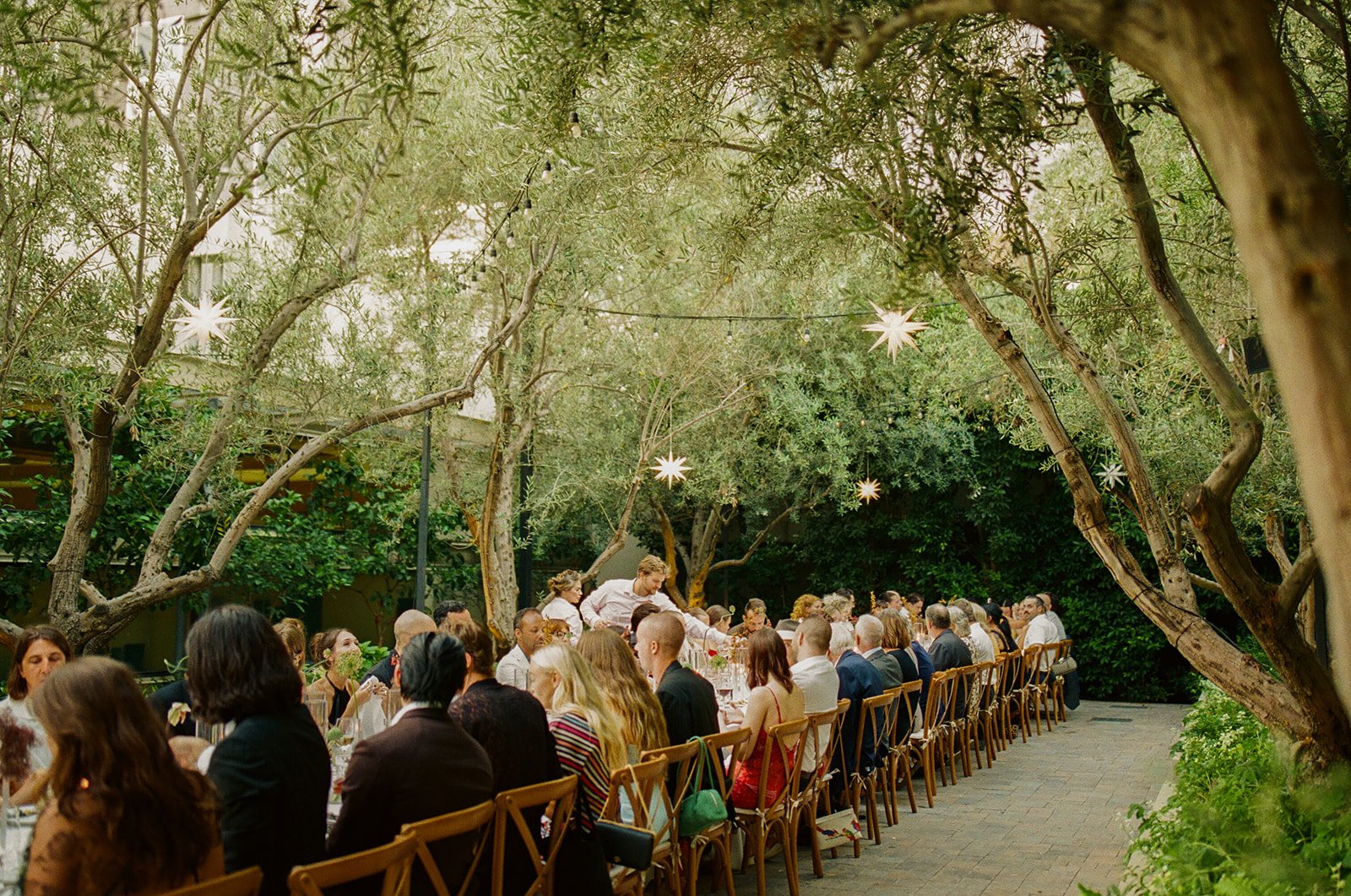 A wedding reception outside at Redbird