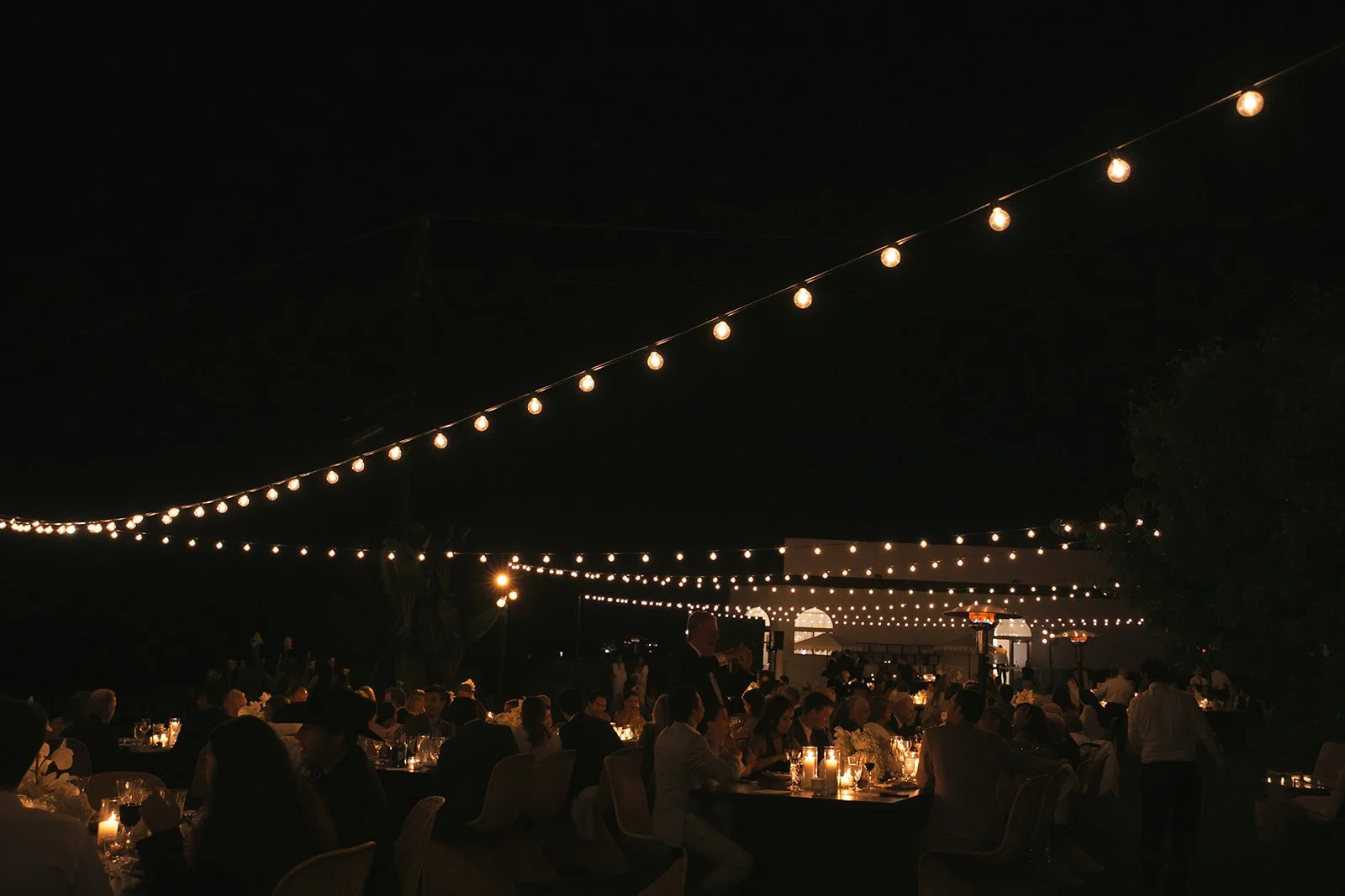 An outdoor wedding reception at Malibu Sea View Estate