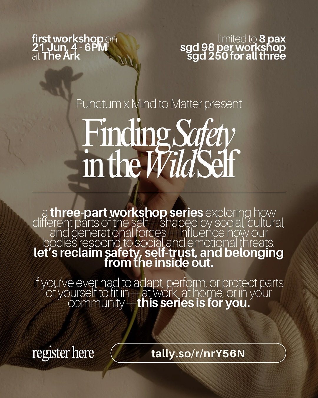 if you&rsquo;ve ever felt like you had to adapt, perform, or protect parts of yourself just to fit in - at work, at home, or in your community - 👏🏻this👏🏻is👏🏻for👏🏻you👏🏻

@punctum.sg and I are coming together for a 3-part in-person workshop s