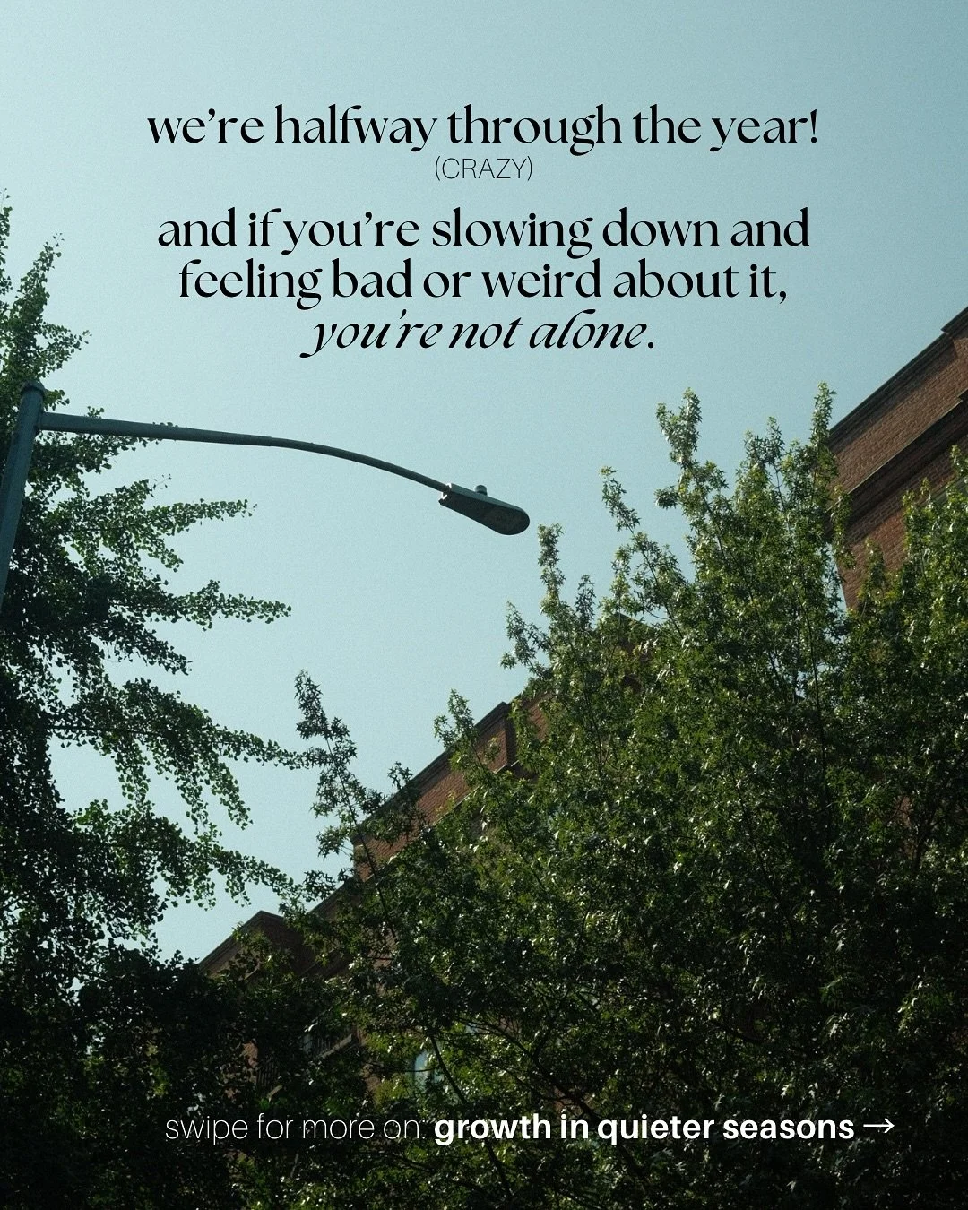 we&rsquo;re halfway through the year (🤯) and truth be told, I am moving slower.

partly because I&rsquo;m on holiday lol but mostly because I&rsquo;ve made intentional choices to shift my pace, soften the urgency, and quiet the pressure - especially