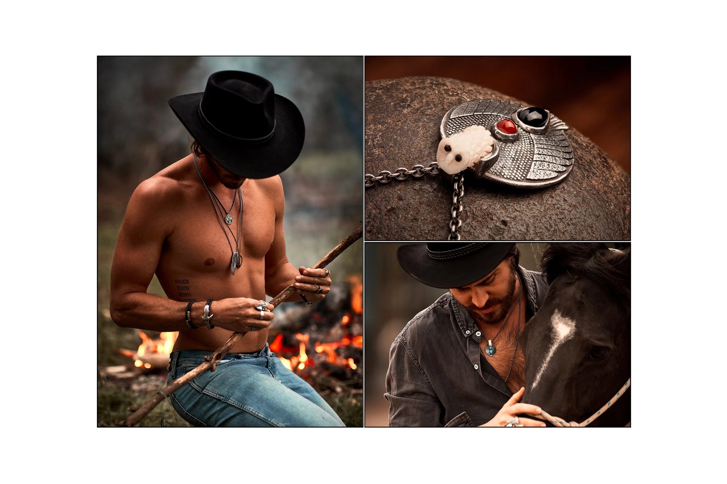 This series of three images shows a man and mens jewellery shot for the Trewarne Diamonds by Steen Vestergaard. portrait photography, fashion photography, portrait photographer, jewellery photography, Jewellery photographer, content photography, webs