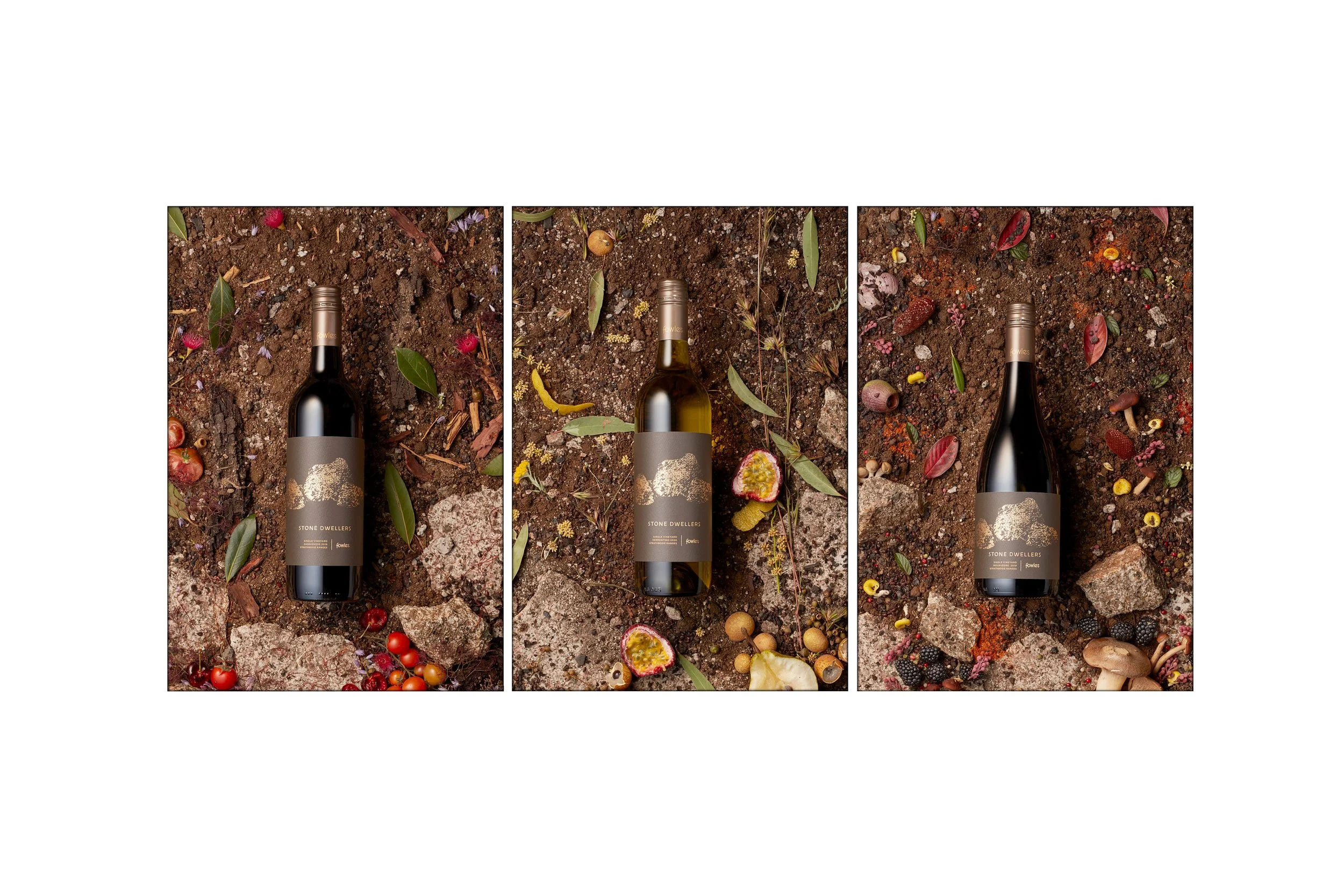 This image is a series of three photographs  for Fowles Wines photographed by Steen Vestergaard. SteenV. Wine photographer, wine photography, wine, vineyard, wine producer, Food photography, recipe photography, content photography, website photograph