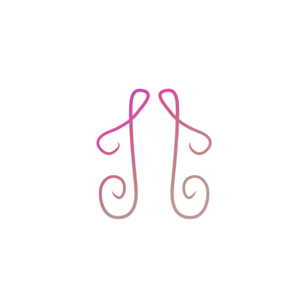 Illustration of a stylized woman with long hair, with a pink and purple color scheme. The woman is shown from the back, with her hair flowing down and styled in loose curls.