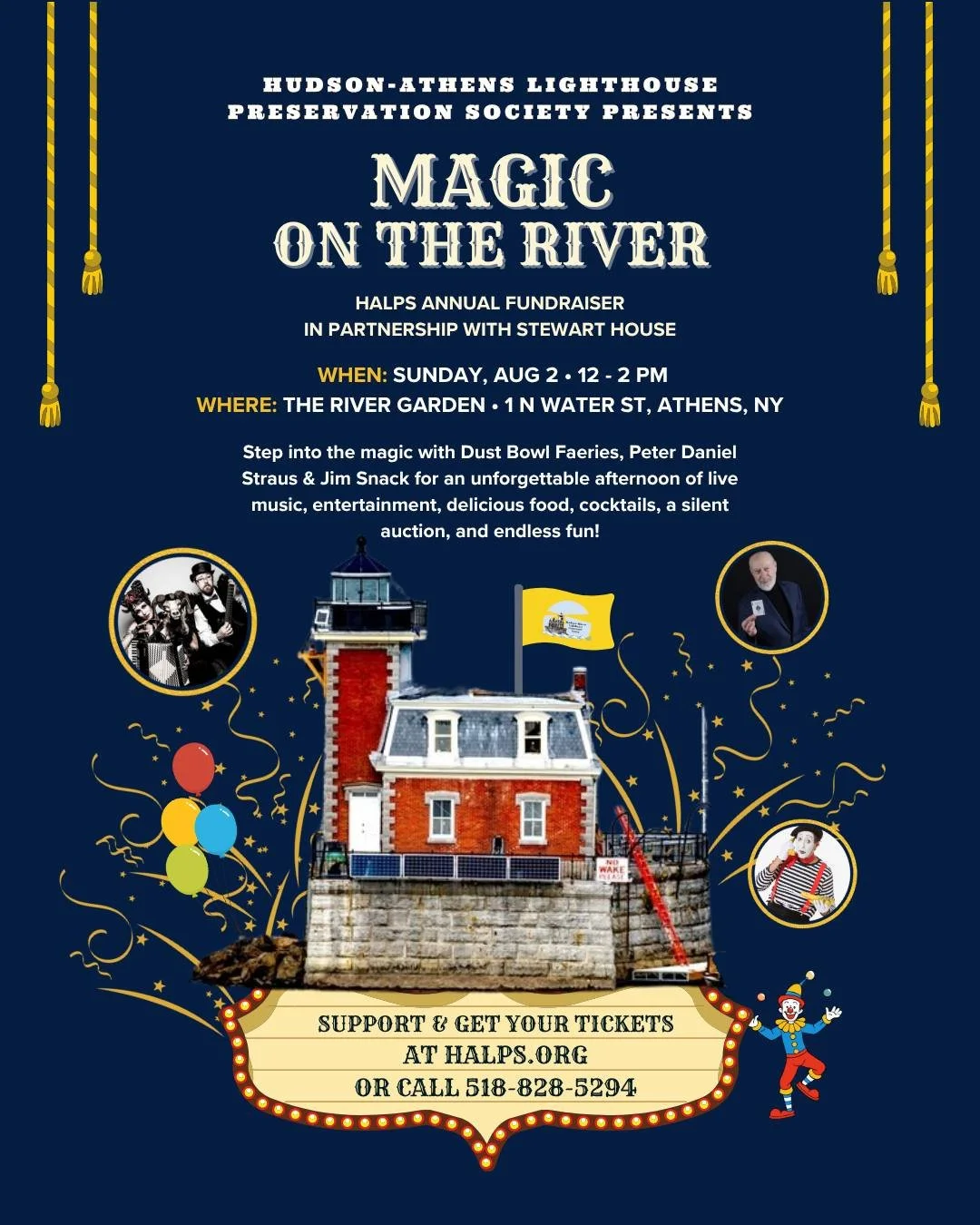 Step into the magic of the community at Magic on the River, HALPS&rsquo; annual fundraiser in partnership with The Stewart House.

Guests will gather at The River Garden in Athens, NY, for an afternoon featuring live music, entertainment, delicious f