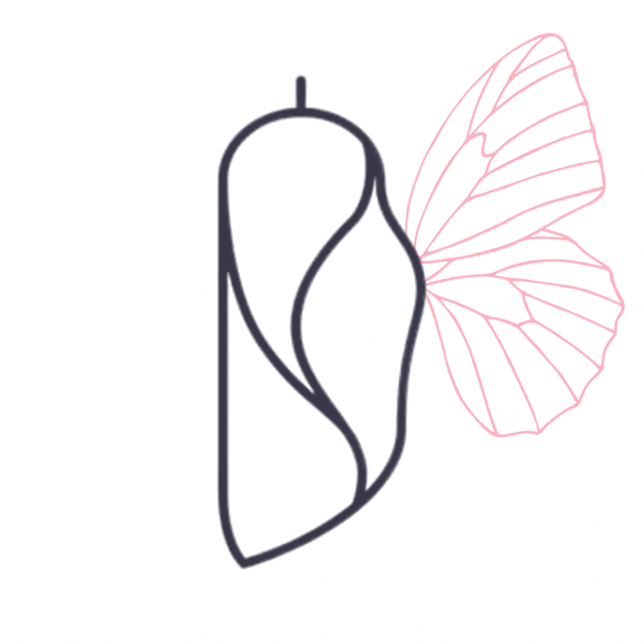 Crack the Cocoon® logo - a stylized drawing of a cocoon with a pink butterfly wing emerging on the right side.