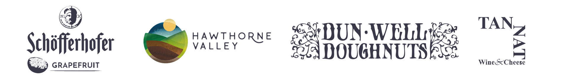 Logos featuring the Sponsors: Schofferhofer Grapefruit, Hawthorne Valley Farm, Dun Well Doghnuts, Tannat Wine & Cheese.