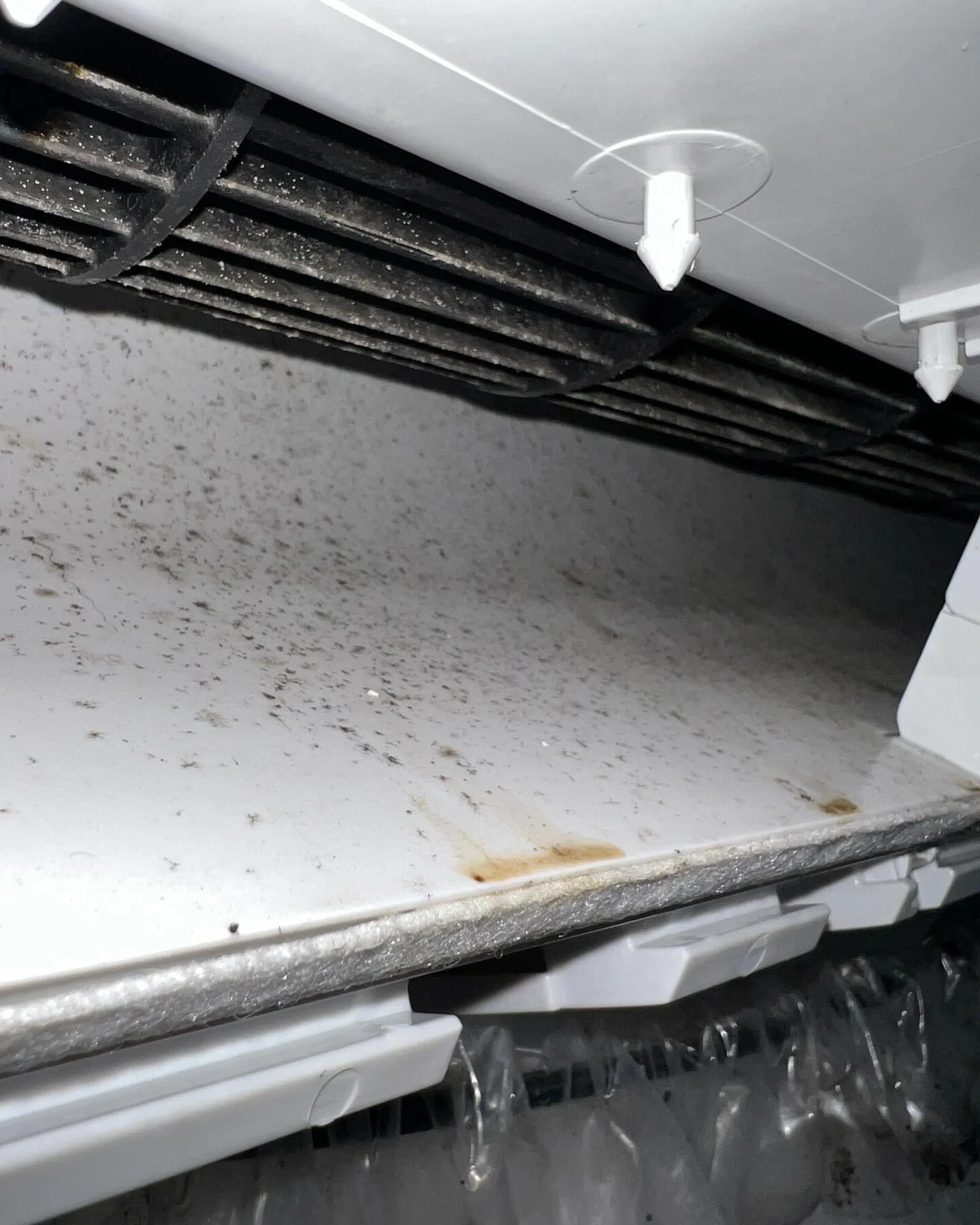 Swipe for before &amp; after! This A/C was starting to build up dirt/mould on internal components. It also had started to form quite a foul odour. After our hydro clean it was looking brand new and smelling great 🤝❄️